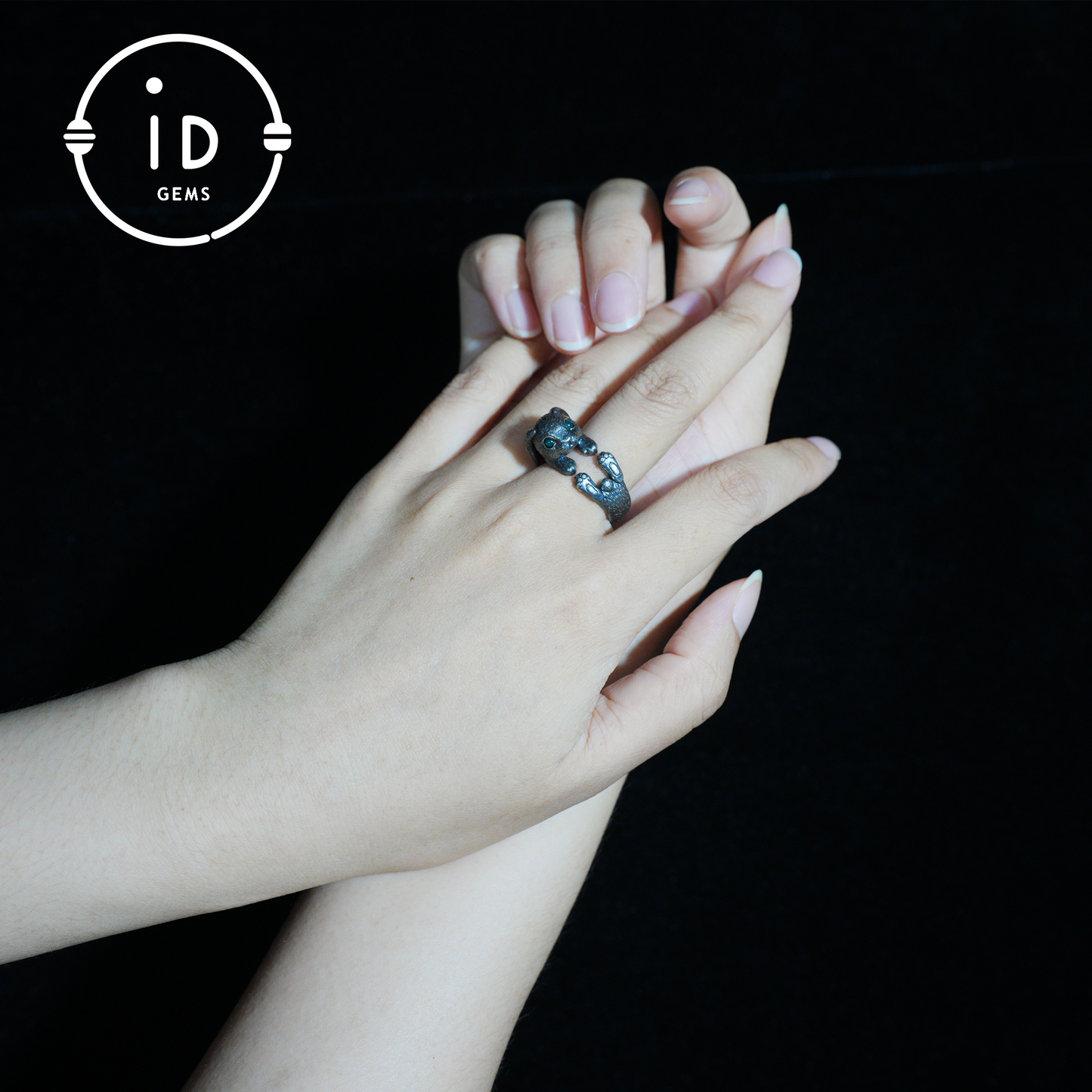 Handcrafted Rabbit Ring with Green Zircon, Spring Awakening Symbol, Unique Silver Jewelry