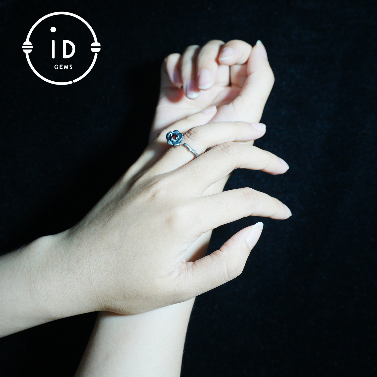 Rose Ring with Blood Red Stone, Gothic Vow Jewelry, Handmade Fantasy Amulet of Thorns and Oath, Symbolic Rose Design