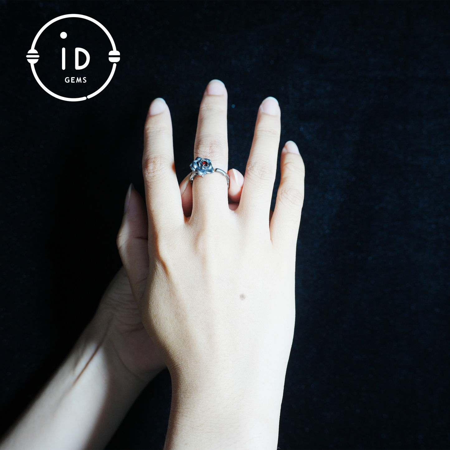 Rose Ring with Blood Red Stone, Gothic Vow Jewelry, Handmade Fantasy Amulet of Thorns and Oath, Symbolic Rose Design