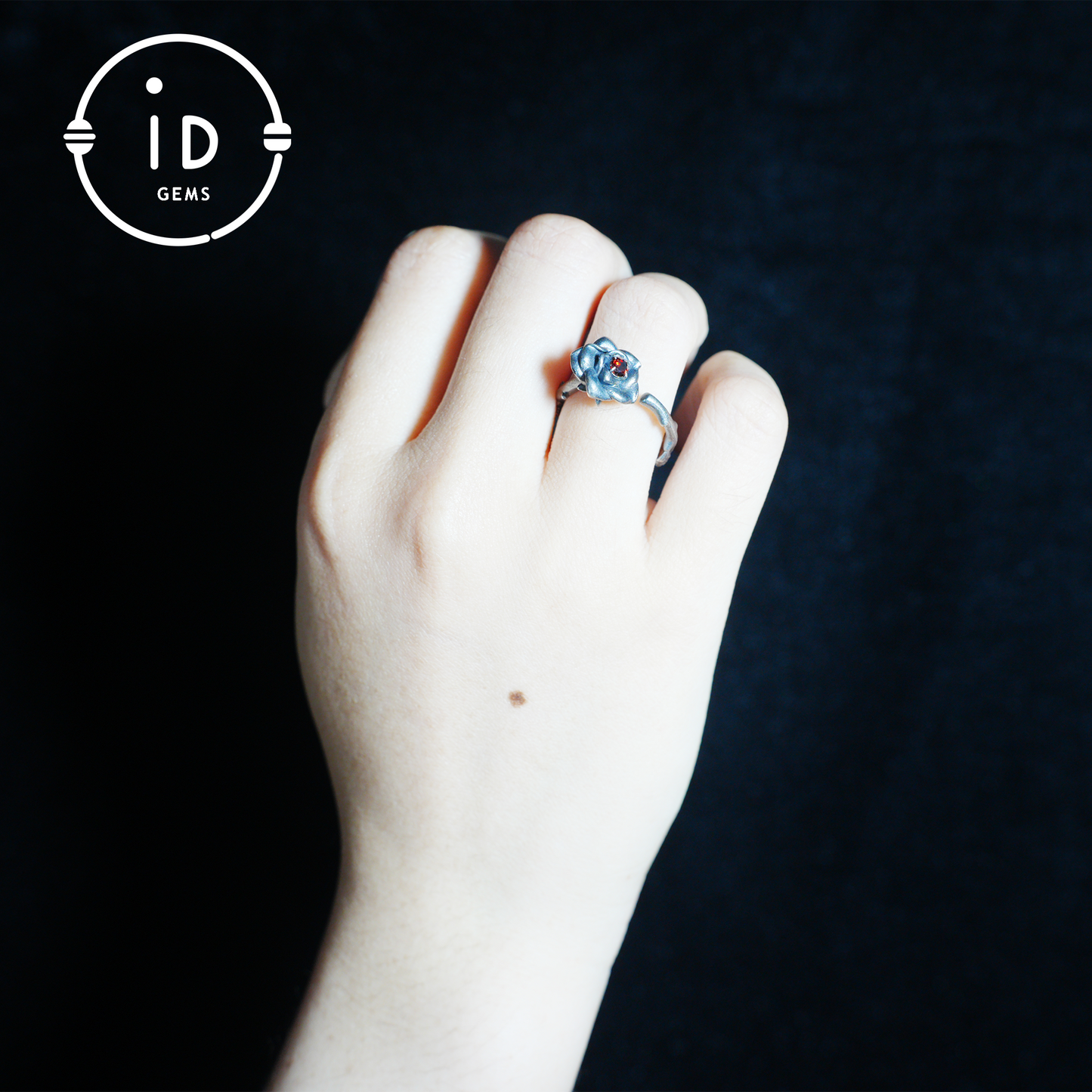 Rose Ring with Blood Red Stone, Gothic Vow Jewelry, Handmade Fantasy Amulet of Thorns and Oath, Symbolic Rose Design