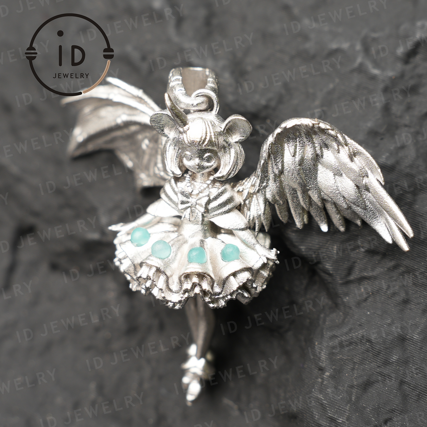 Gemini Zodiac Pendant – Fantasy Girl Charm with Galaxy Stone, Handmade Celestial Jewelry, Astrological Twin Symbol Necklace