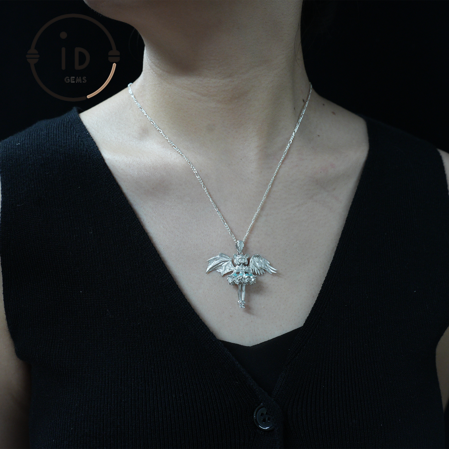 Gemini Zodiac Pendant – Fantasy Girl Charm with Galaxy Stone, Handmade Celestial Jewelry, Astrological Twin Symbol Necklace