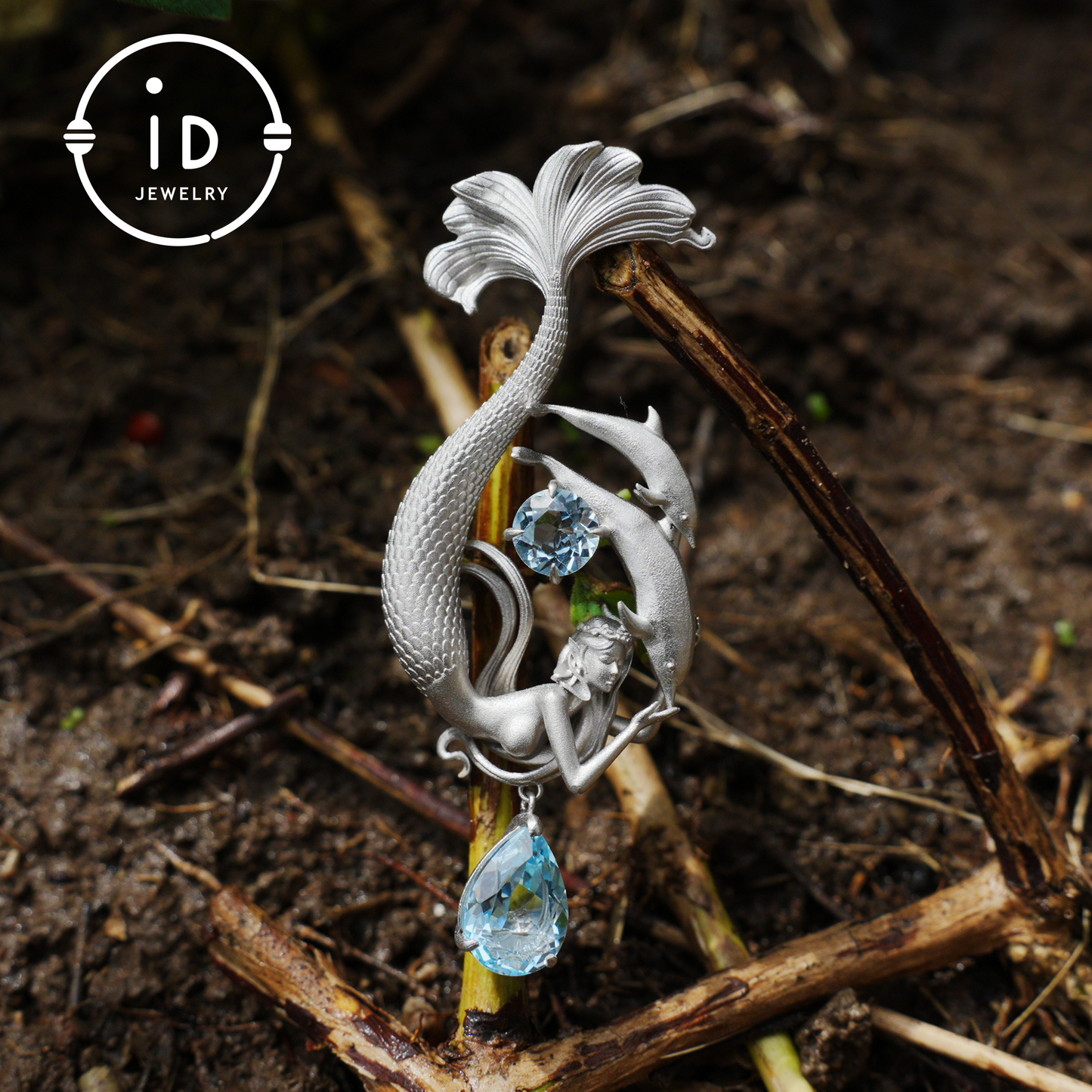 Traumhafter Ozean-Meerjungfrau-Anhänger - 925er Silber mit Aquamarin | Handgefertigter Fantasy-Schmuck