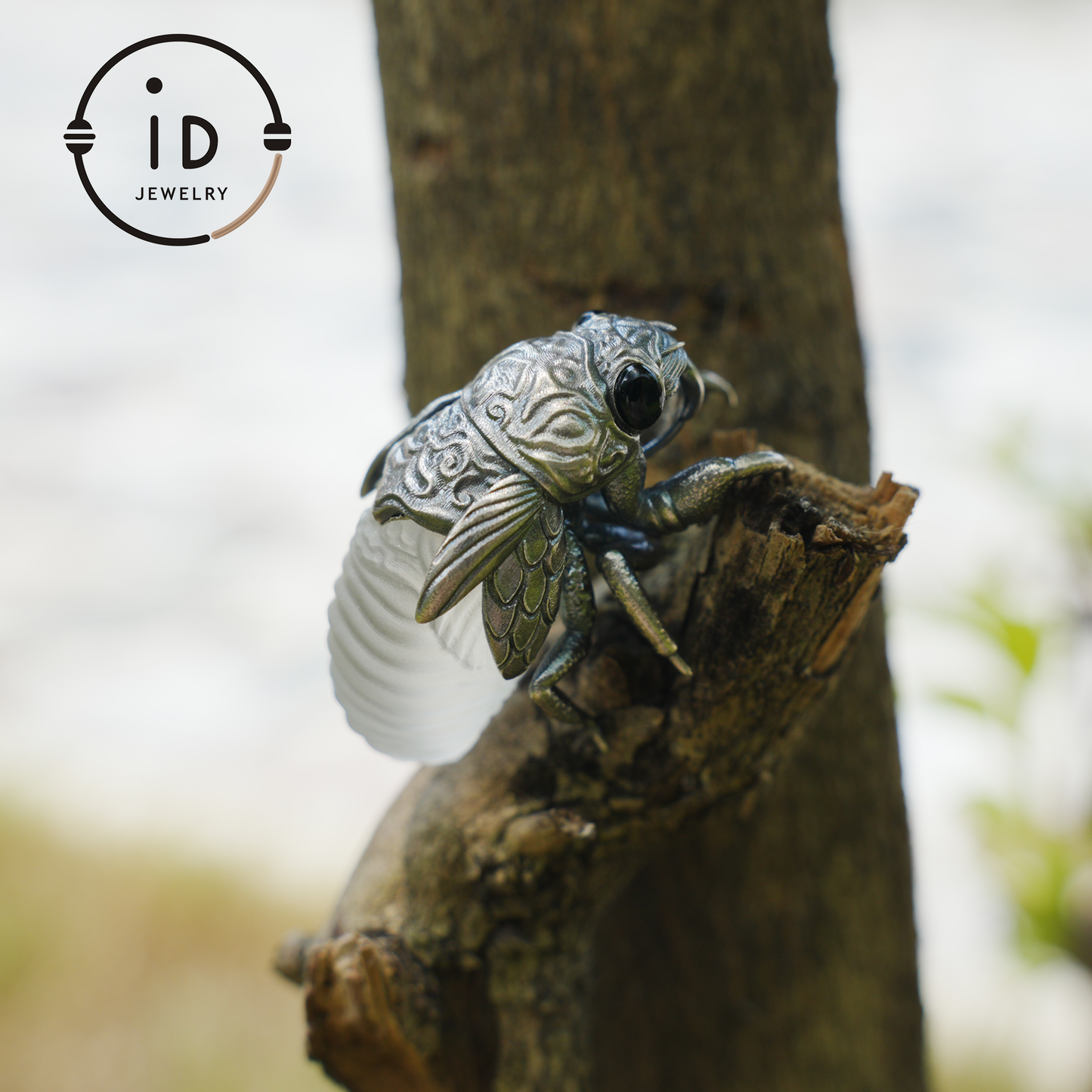 Zikaden-Halskette | Handgefertigte Halskette aus 925er Sterlingsilber | Insektenschmuck | Handgeschnitzte Halskette mit Insektenmotiv als Geschenk