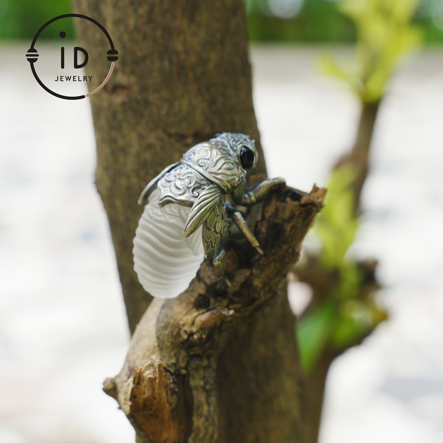Zikaden-Halskette | Handgefertigte Halskette aus 925er Sterlingsilber | Insektenschmuck | Handgeschnitzte Halskette mit Insektenmotiv als Geschenk