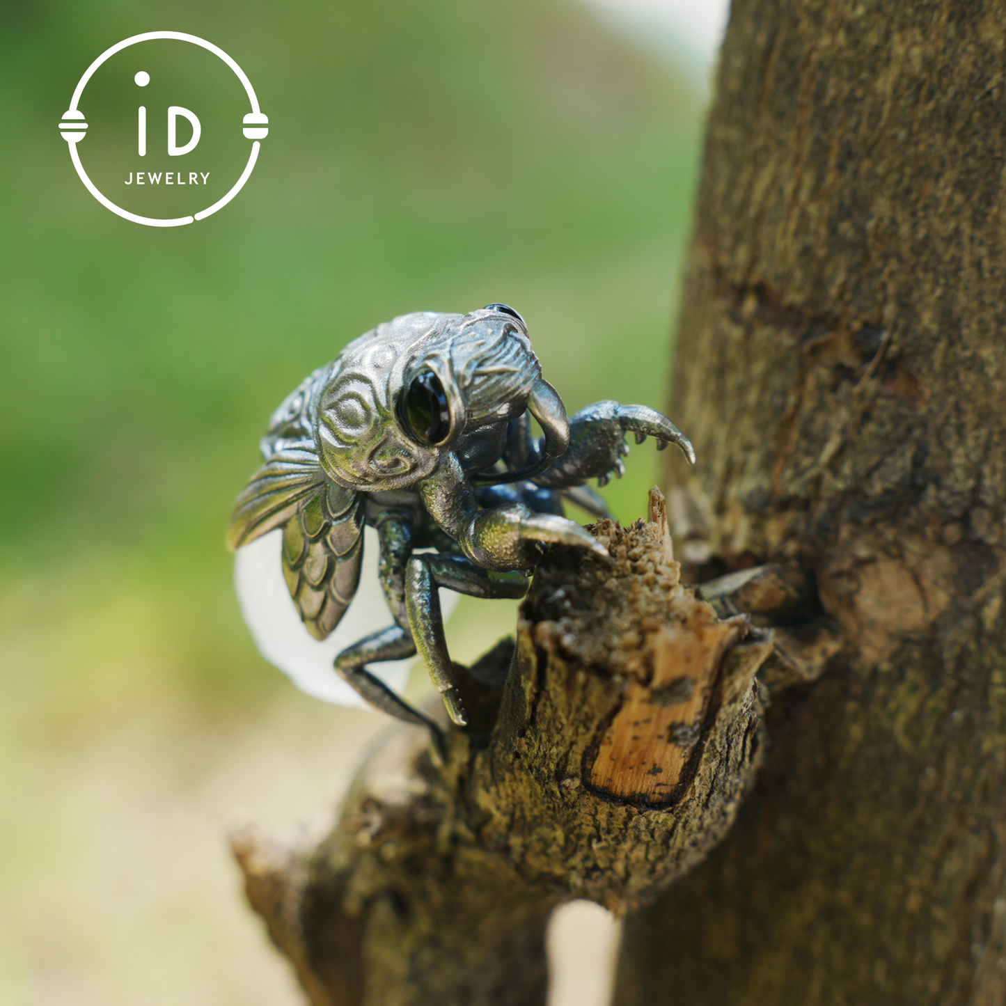 Zikaden-Halskette | Handgefertigte Halskette aus 925er Sterlingsilber | Insektenschmuck | Handgeschnitzte Halskette mit Insektenmotiv als Geschenk