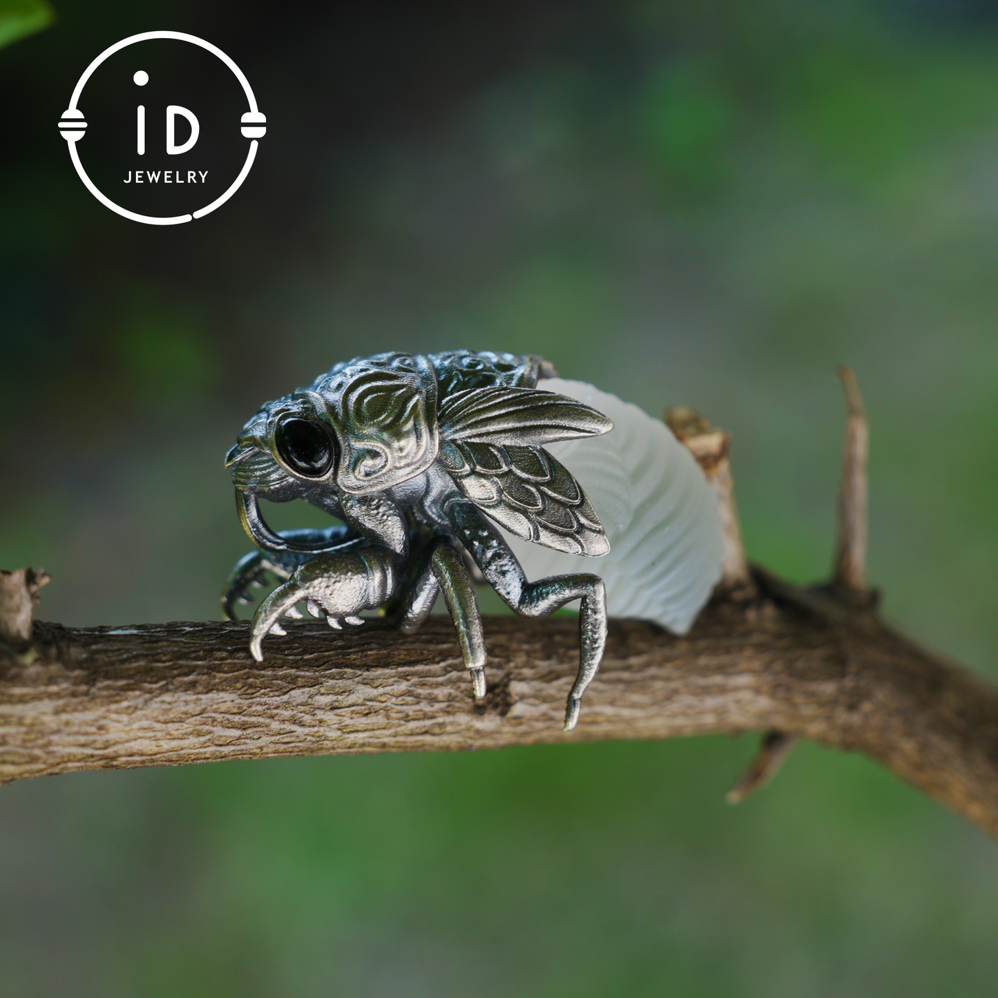 Zikaden-Halskette | Handgefertigte Halskette aus 925er Sterlingsilber | Insektenschmuck | Handgeschnitzte Halskette mit Insektenmotiv als Geschenk
