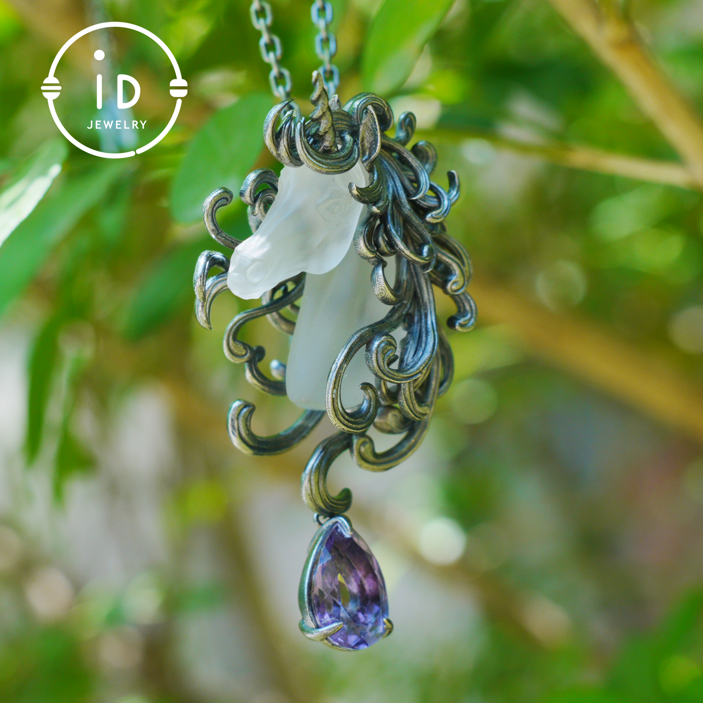 Unicorn Totem Necklace | Handmade 925 Sterling Silver | Fantasy/Gothic Gift | Finely Carved Flowing Mane | Couture Artisan Silver Jewelry