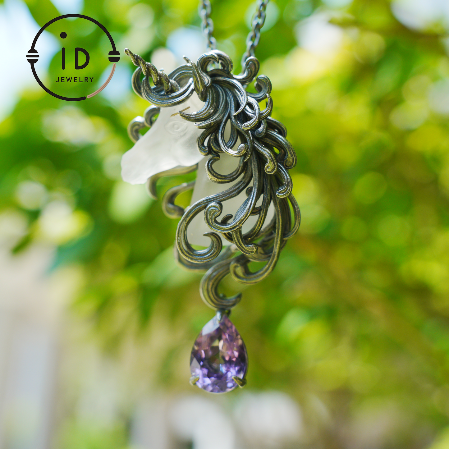 Unicorn Totem Necklace | Handmade 925 Sterling Silver | Fantasy/Gothic Gift | Finely Carved Flowing Mane | Couture Artisan Silver Jewelry