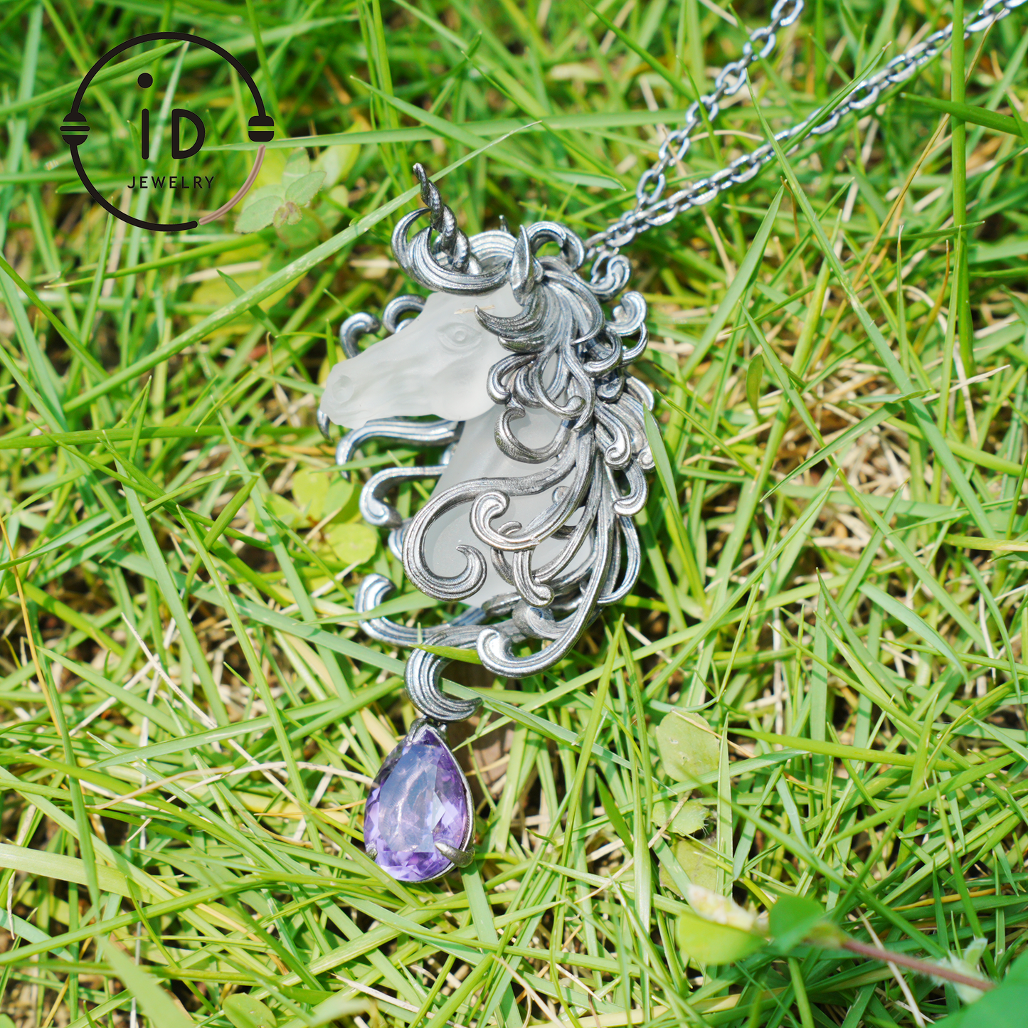 Unicorn Totem Necklace | Handmade 925 Sterling Silver | Fantasy/Gothic Gift | Finely Carved Flowing Mane | Couture Artisan Silver Jewelry