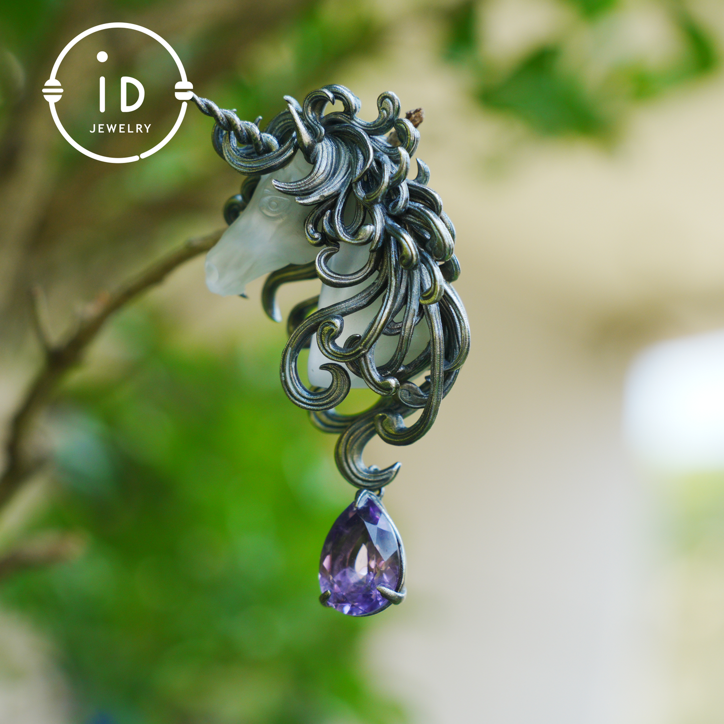 Unicorn Totem Necklace | Handmade 925 Sterling Silver | Fantasy/Gothic Gift | Finely Carved Flowing Mane | Couture Artisan Silver Jewelry