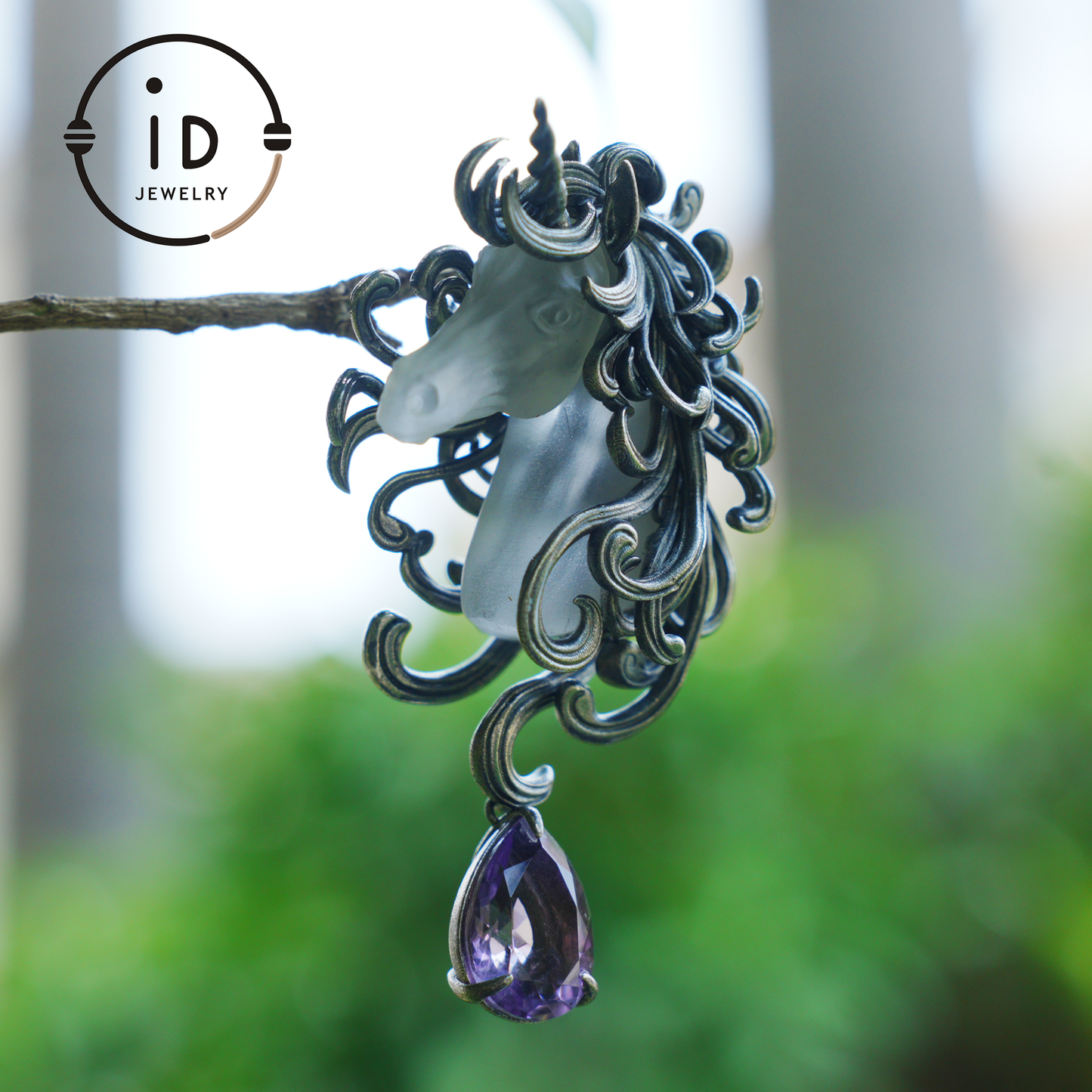Unicorn Totem Necklace | Handmade 925 Sterling Silver | Fantasy/Gothic Gift | Finely Carved Flowing Mane | Couture Artisan Silver Jewelry