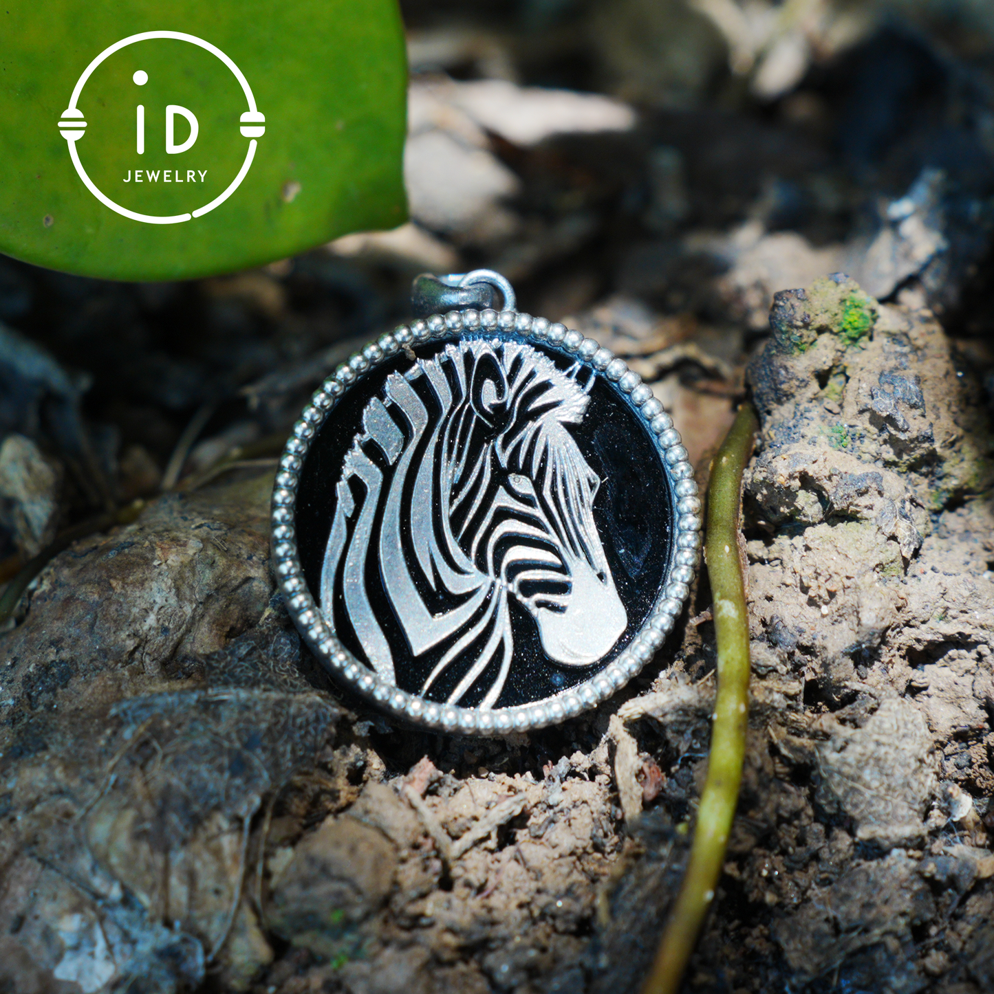 Wildlife Zebra Totem Necklace | 925 Sterling Silver Handcrafted Relief Medallion | Black-White Minimal Unisex Pendant | Double-Sided Design
