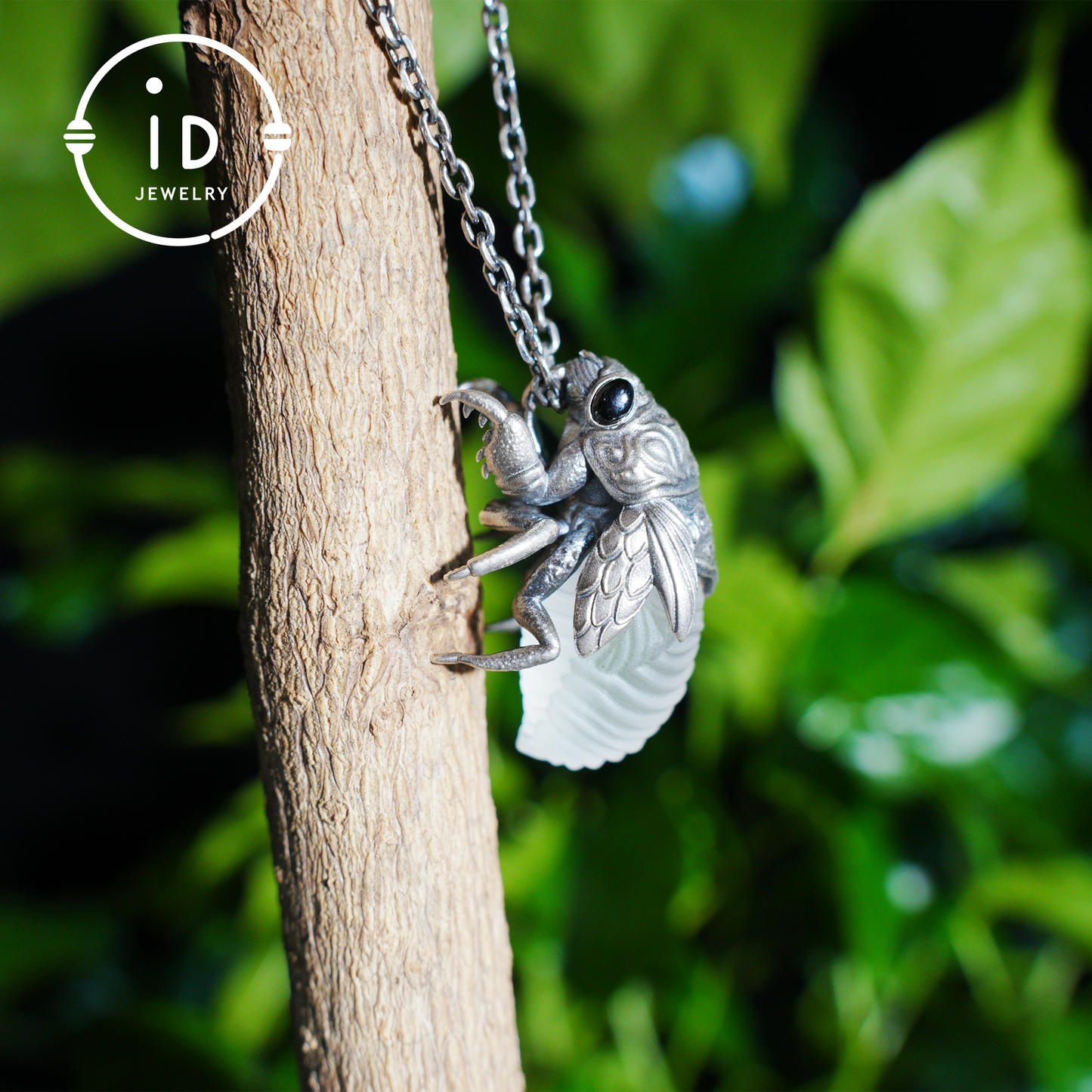 Zikaden-Halskette | Handgefertigte Halskette aus 925er Sterlingsilber | Insektenschmuck | Handgeschnitzte Halskette mit Insektenmotiv als Geschenk