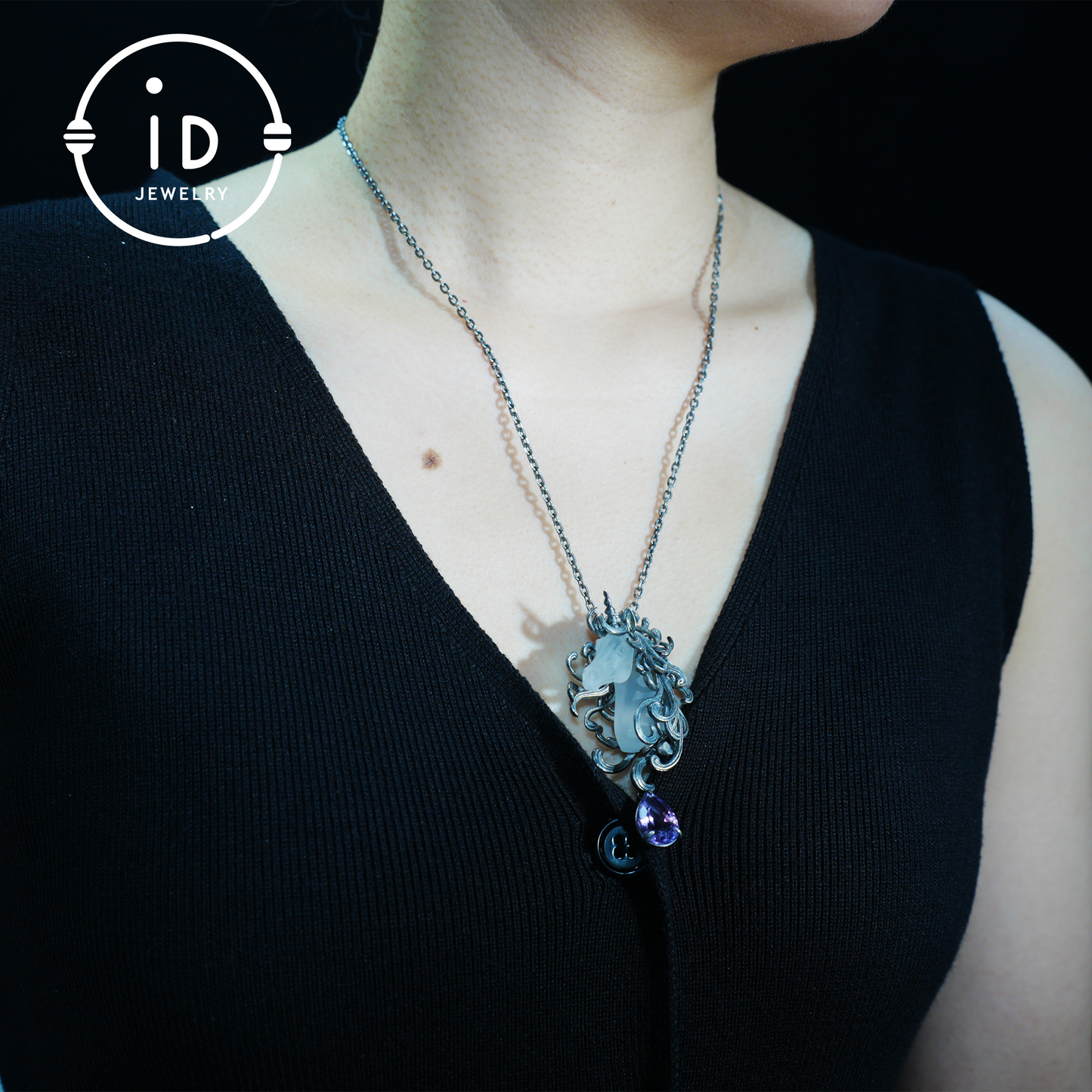 Unicorn Totem Necklace | Handmade 925 Sterling Silver | Fantasy/Gothic Gift | Finely Carved Flowing Mane | Couture Artisan Silver Jewelry