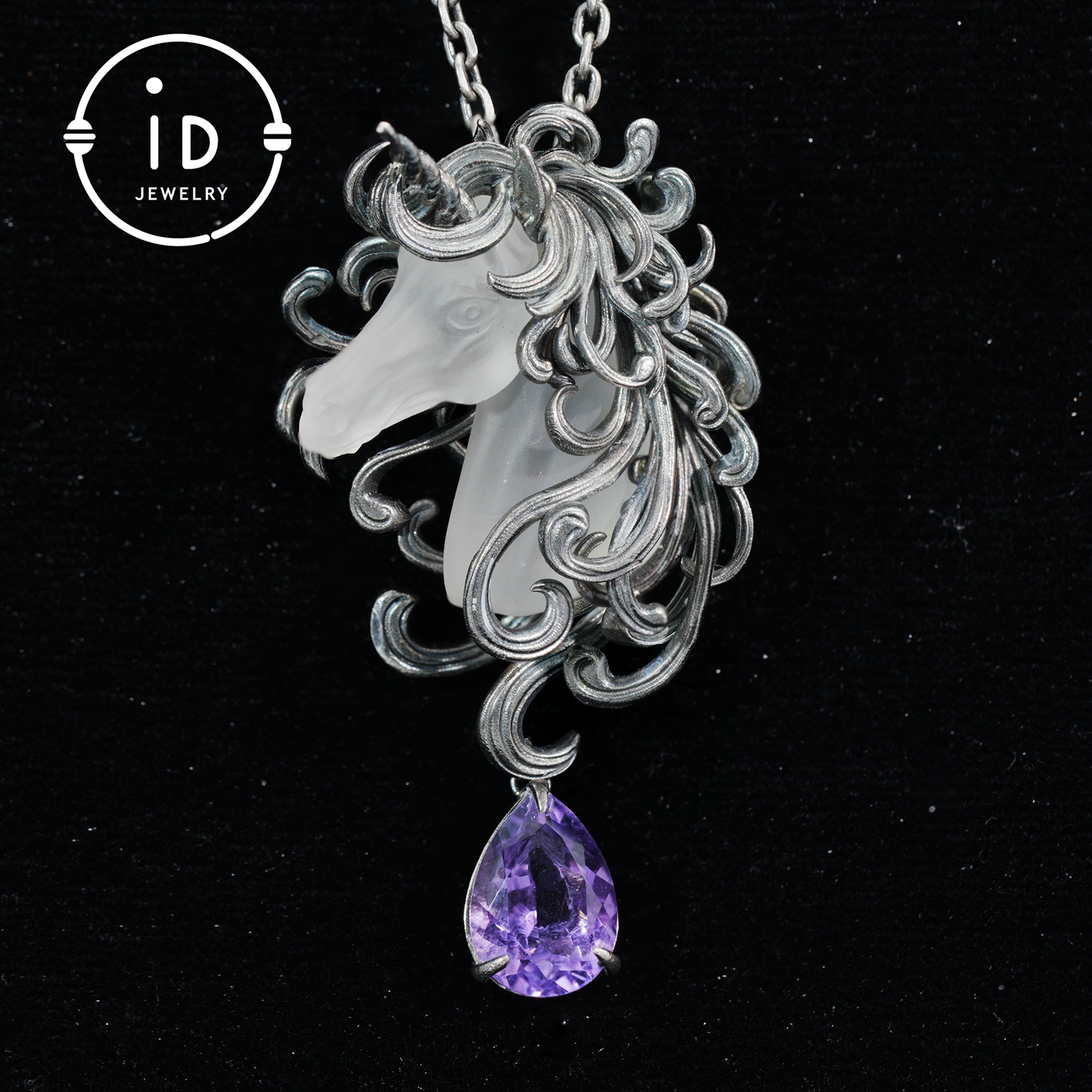 Unicorn Totem Necklace | Handmade 925 Sterling Silver | Fantasy/Gothic Gift | Finely Carved Flowing Mane | Couture Artisan Silver Jewelry
