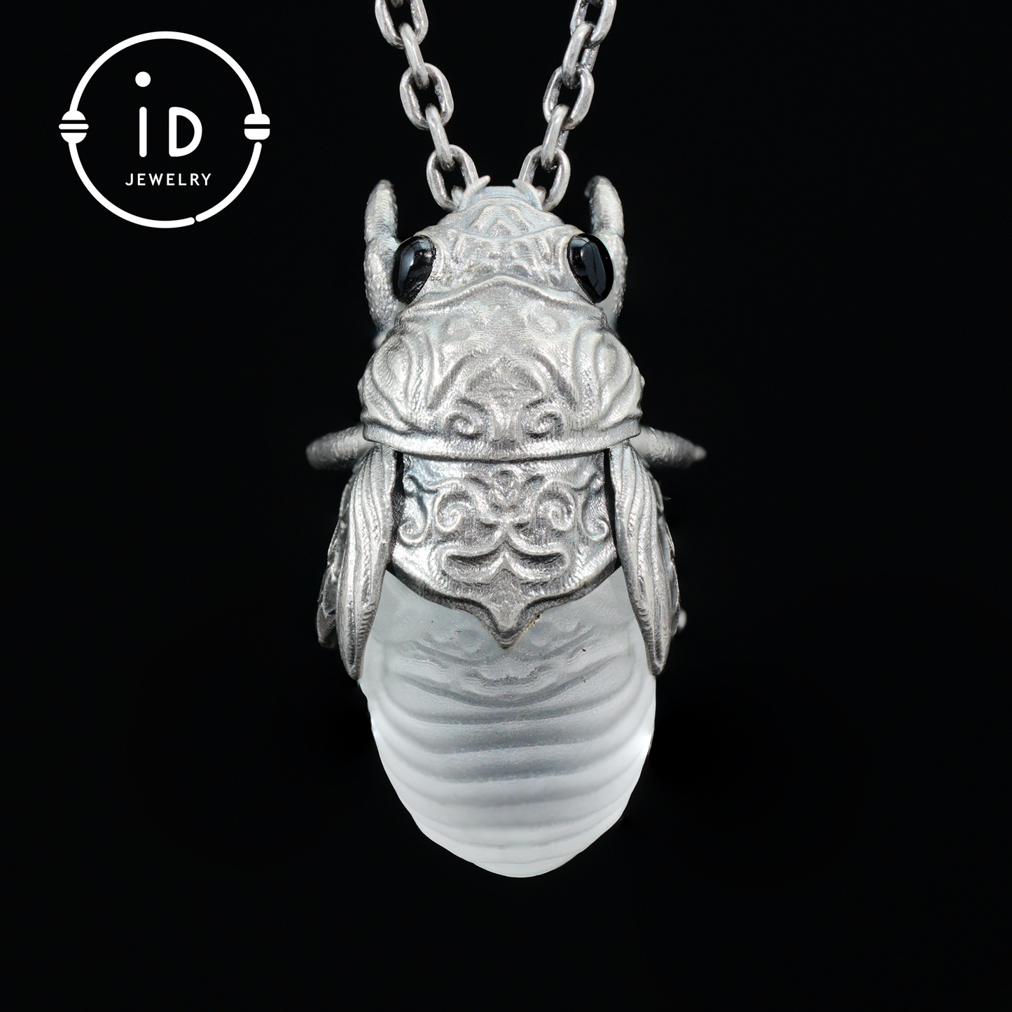 Zikaden-Halskette | Handgefertigte Halskette aus 925er Sterlingsilber | Insektenschmuck | Handgeschnitzte Halskette mit Insektenmotiv als Geschenk
