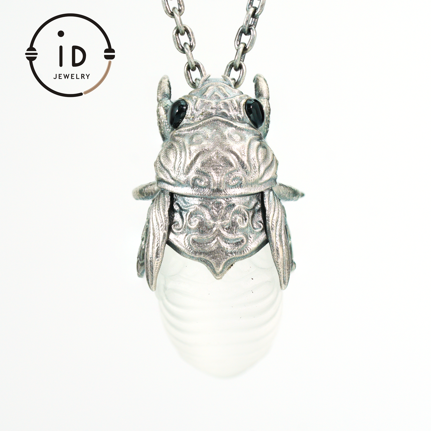 Zikaden-Halskette | Handgefertigte Halskette aus 925er Sterlingsilber | Insektenschmuck | Handgeschnitzte Halskette mit Insektenmotiv als Geschenk