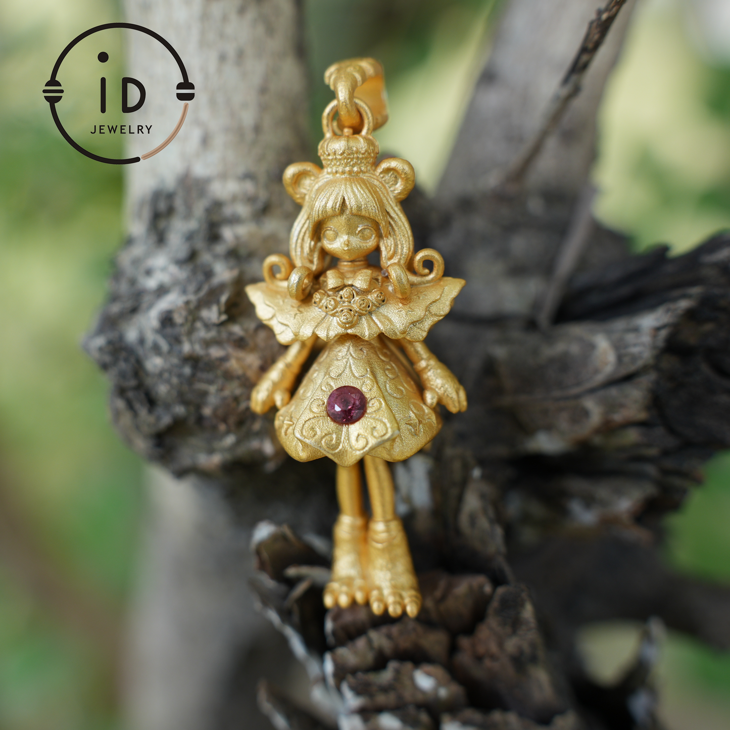 925 Gold-Plated Lion Girl Pendant|Natural Ruby Necklace|Greek Myth Amulet|Leo Zodiac Jewelry|Courage Protection Gift