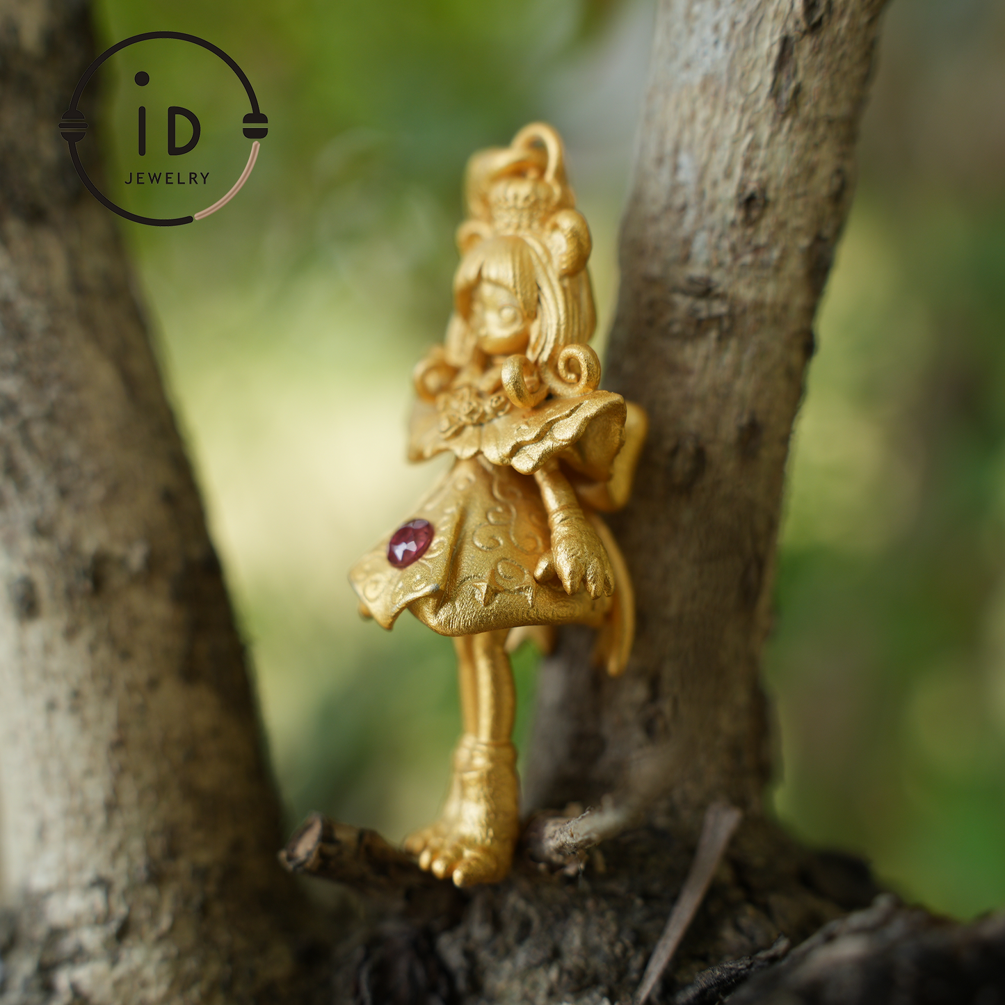 925 Gold-Plated Lion Girl Pendant|Natural Ruby Necklace|Greek Myth Amulet|Leo Zodiac Jewelry|Courage Protection Gift