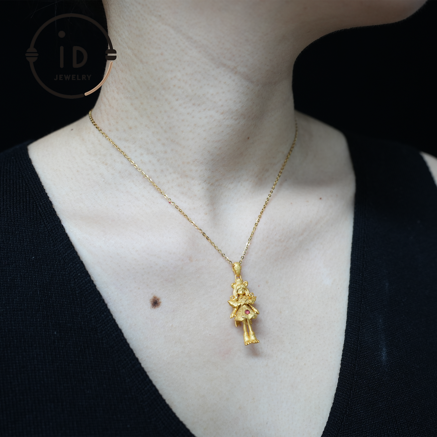 925 Gold-Plated Lion Girl Pendant|Natural Ruby Necklace|Greek Myth Amulet|Leo Zodiac Jewelry|Courage Protection Gift