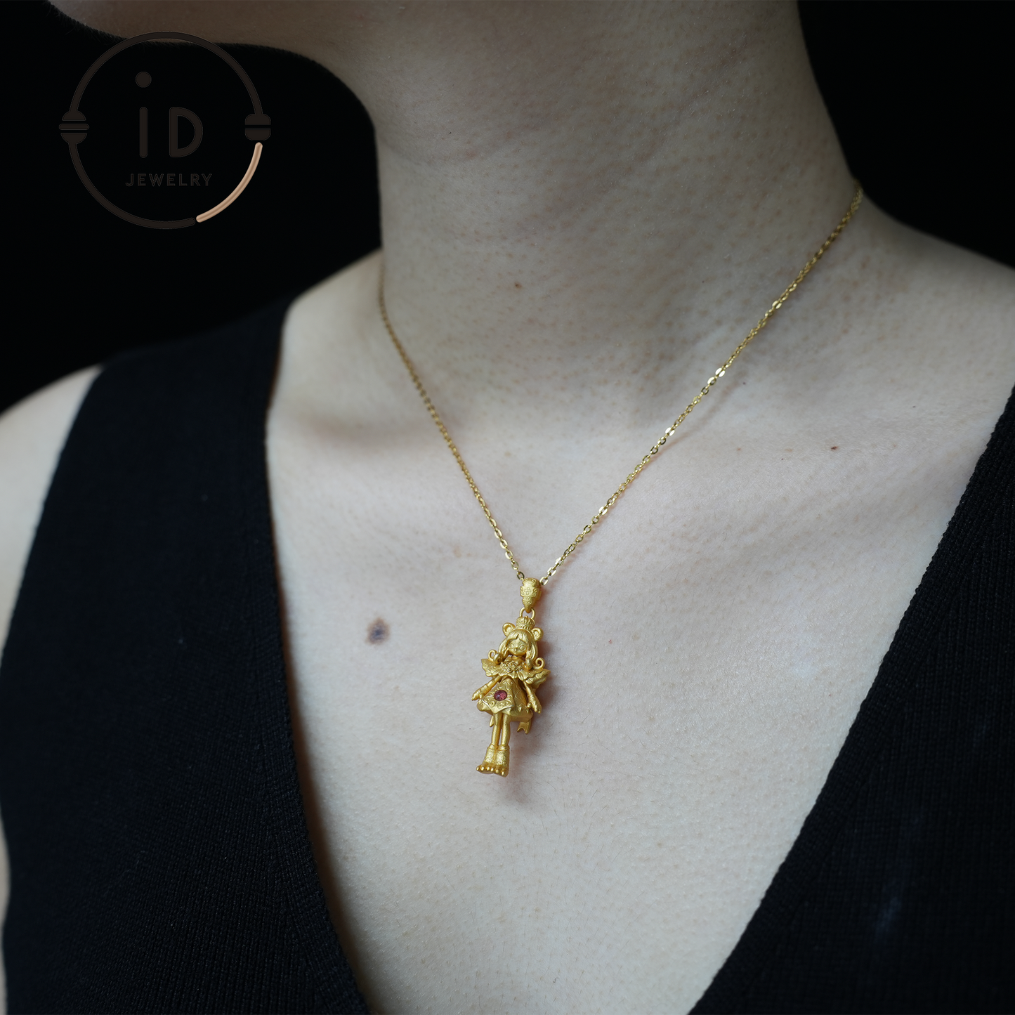 925 Gold-Plated Lion Girl Pendant|Natural Ruby Necklace|Greek Myth Amulet|Leo Zodiac Jewelry|Courage Protection Gift