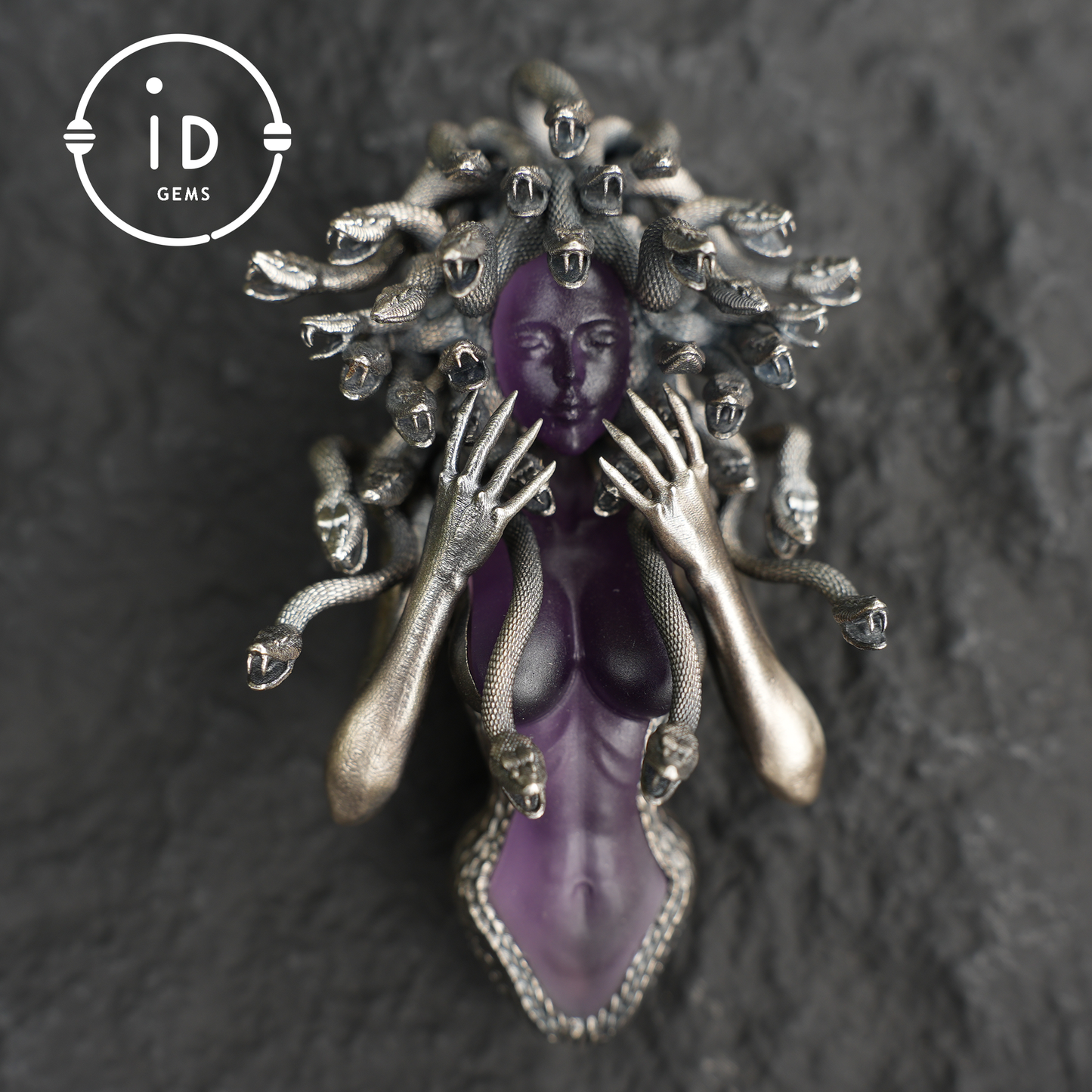 Amethyst Snake Pendant | Gothic 925 Silver Sculpture | Mystical Halloween Gift for Her
