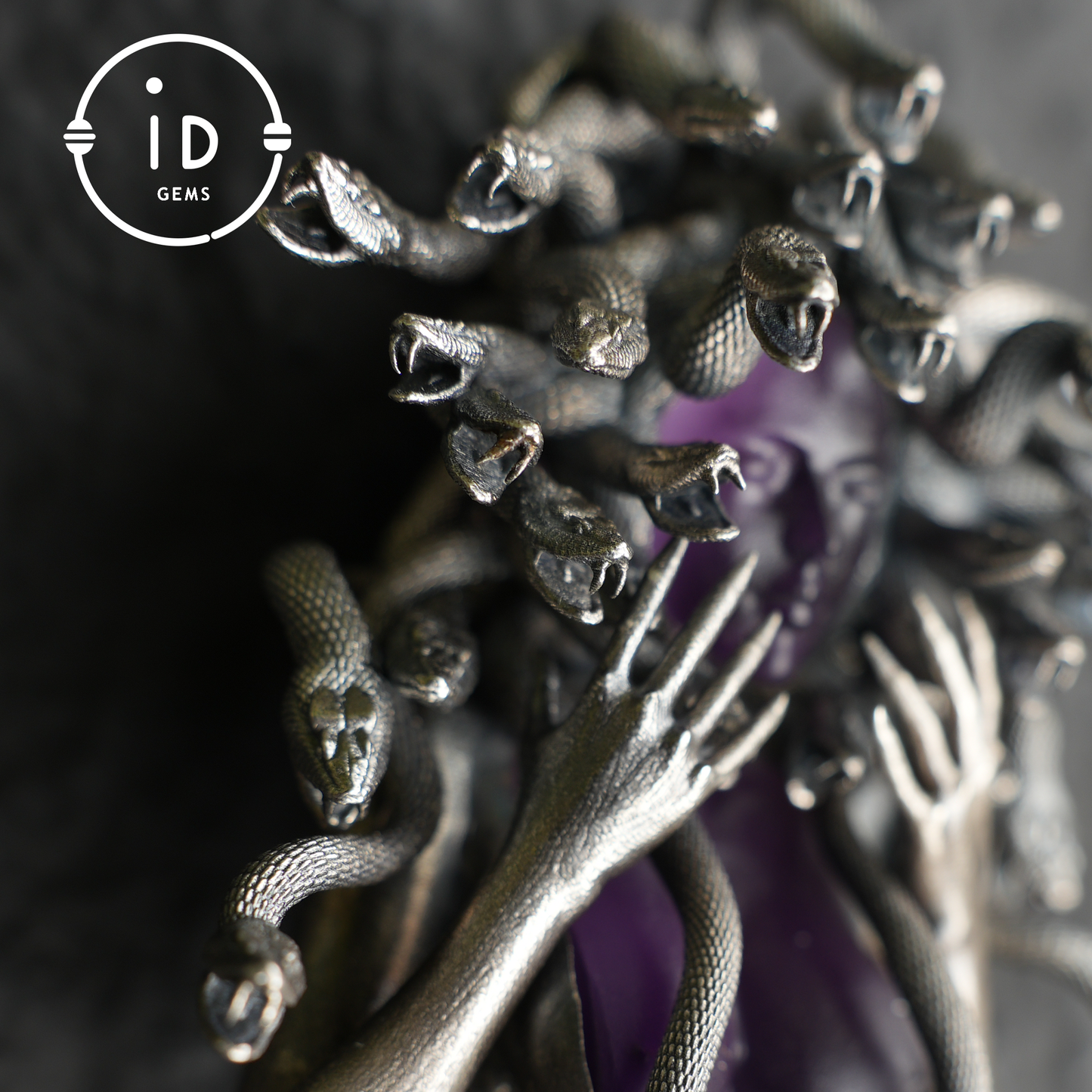 Amethyst Snake Pendant | Gothic 925 Silver Sculpture | Mystical Halloween Gift for Her