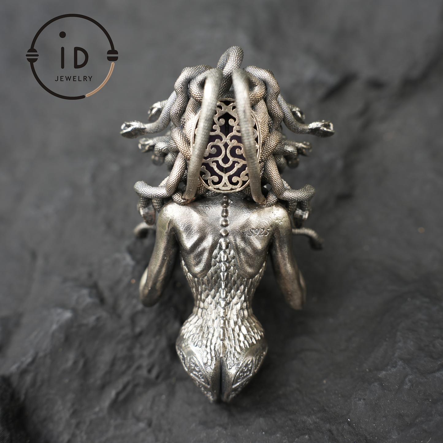 Amethyst Snake Pendant | Gothic 925 Silver Sculpture | Mystical Halloween Gift for Her