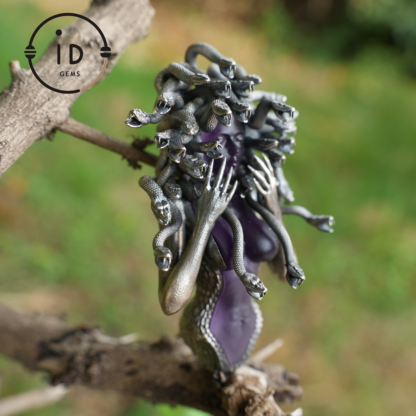 Amethyst Snake Pendant | Gothic 925 Silver Sculpture | Mystical Halloween Gift for Her