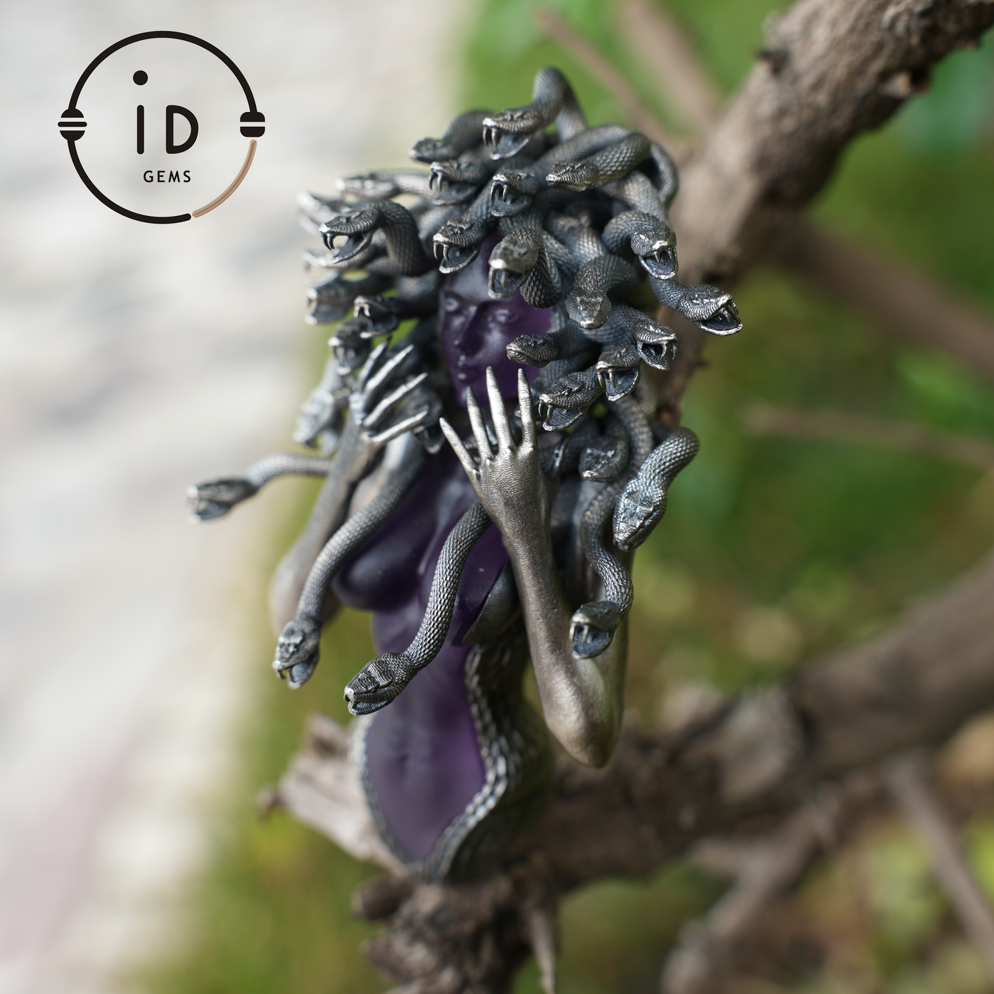 Amethyst Snake Pendant | Gothic 925 Silver Sculpture | Mystical Halloween Gift for Her