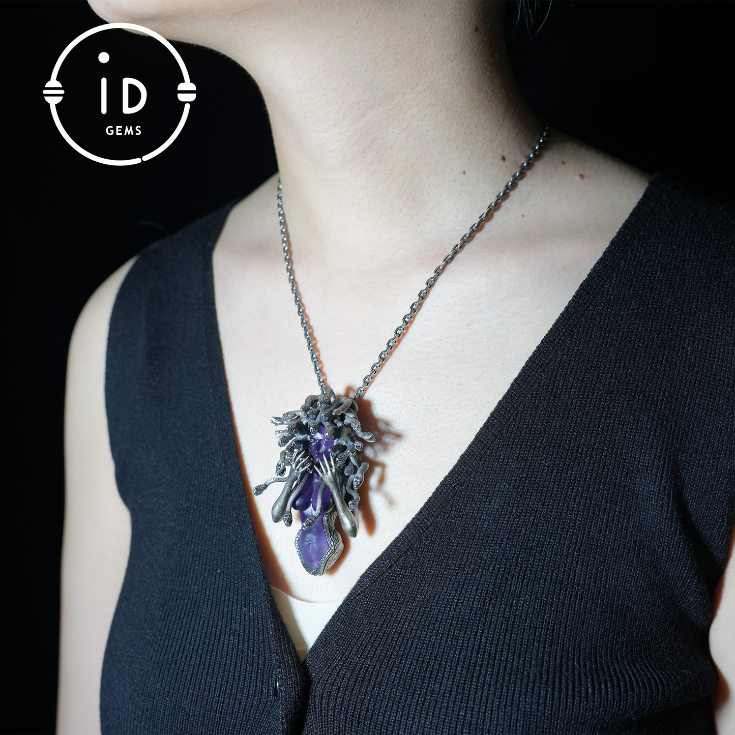 Amethyst Snake Pendant | Gothic 925 Silver Sculpture | Mystical Halloween Gift for Her