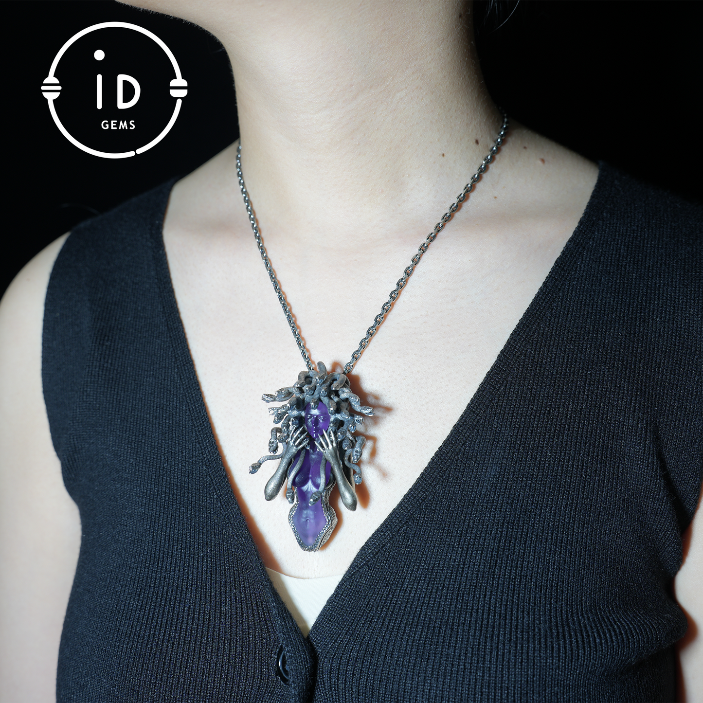 Amethyst Snake Pendant | Gothic 925 Silver Sculpture | Mystical Halloween Gift for Her