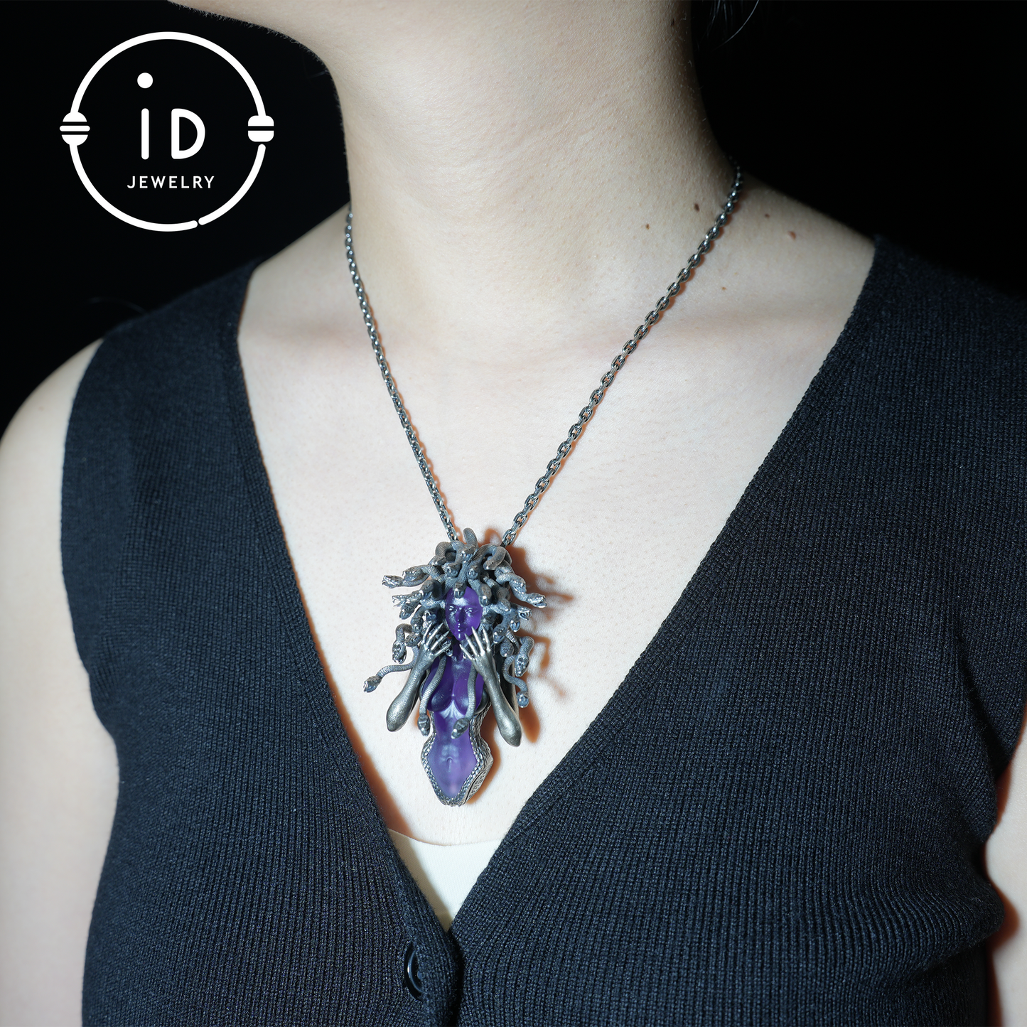 Amethyst Snake Pendant | Gothic 925 Silver Sculpture | Mystical Halloween Gift for Her