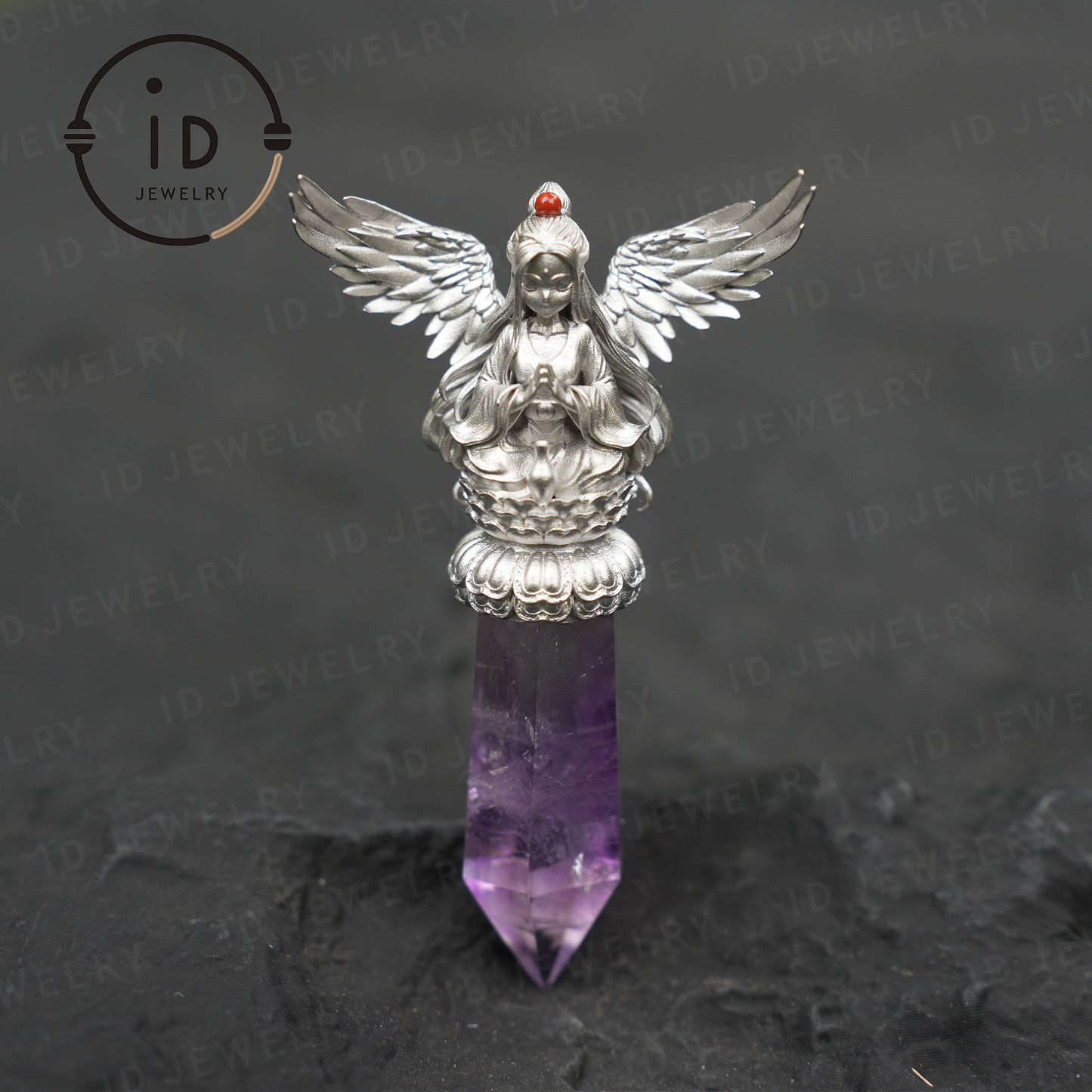 Oriental Spiritual Amethyst Pendant Necklace|Handmade 925 Silver Jewelry|Meditation Energy Amulet Gift for Soul Friends