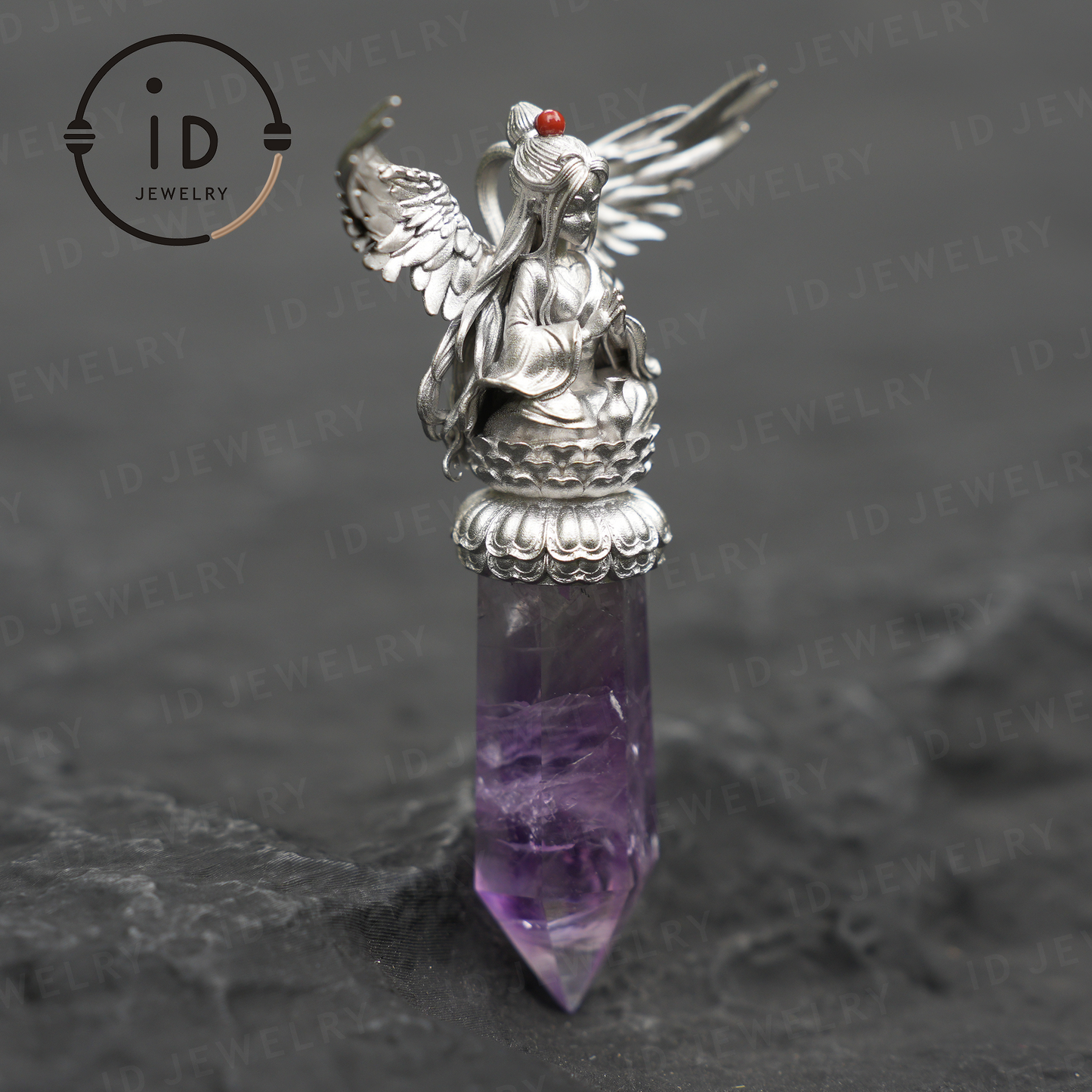 Oriental Spiritual Amethyst Pendant Necklace|Handmade 925 Silver Jewelry|Meditation Energy Amulet Gift for Soul Friends