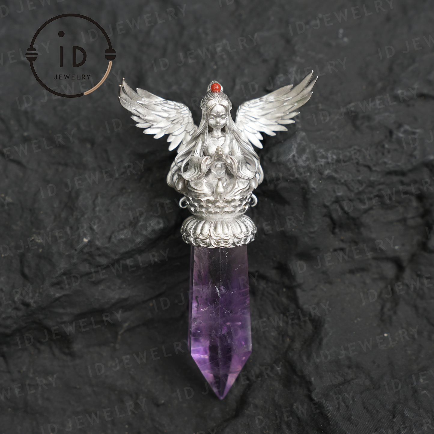 Oriental Spiritual Amethyst Pendant Necklace|Handmade 925 Silver Jewelry|Meditation Energy Amulet Gift for Soul Friends