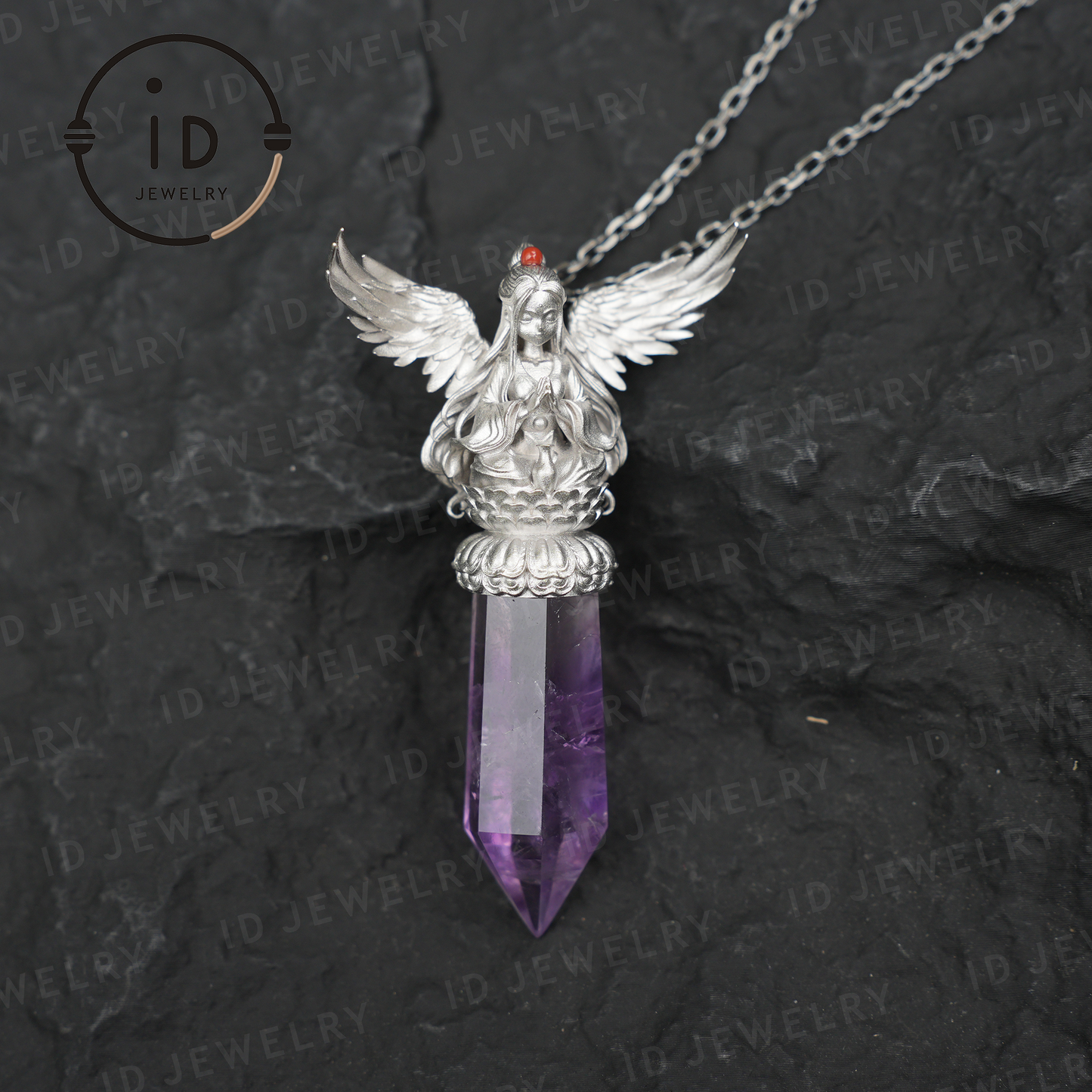 Oriental Spiritual Amethyst Pendant Necklace|Handmade 925 Silver Jewelry|Meditation Energy Amulet Gift for Soul Friends