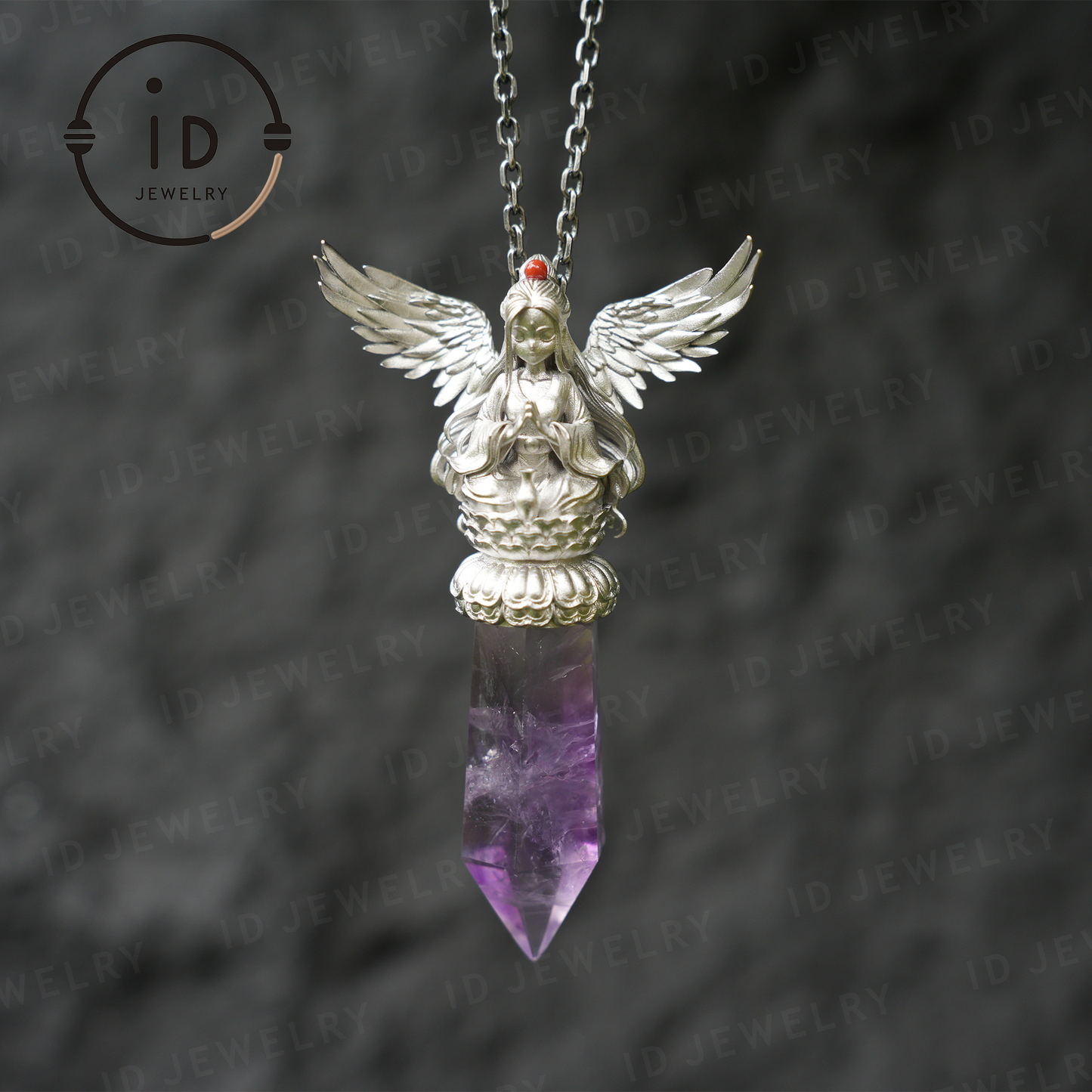 Oriental Spiritual Amethyst Pendant Necklace|Handmade 925 Silver Jewelry|Meditation Energy Amulet Gift for Soul Friends