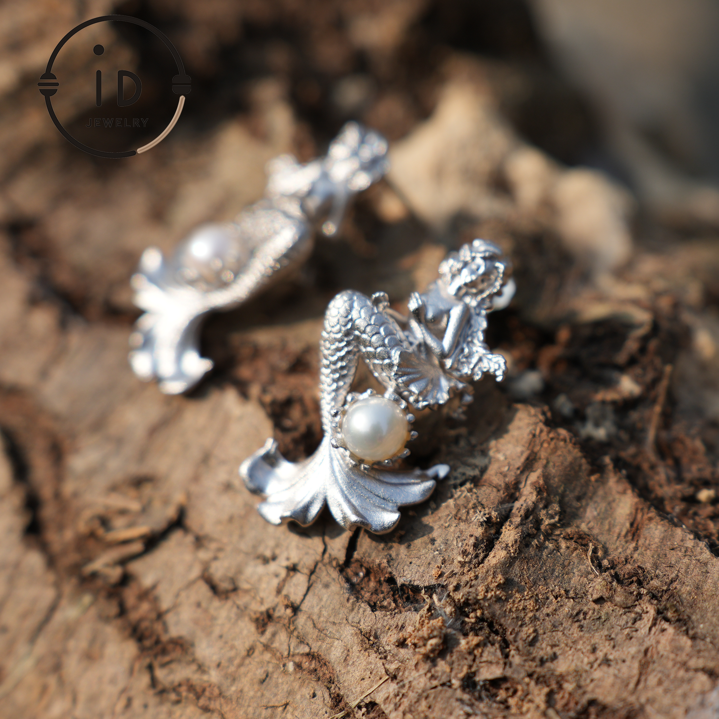 Mermaid Princess Earrings – Handmade 925 Silver Jewelry with Real Pearls, Ocean-inspired Gift