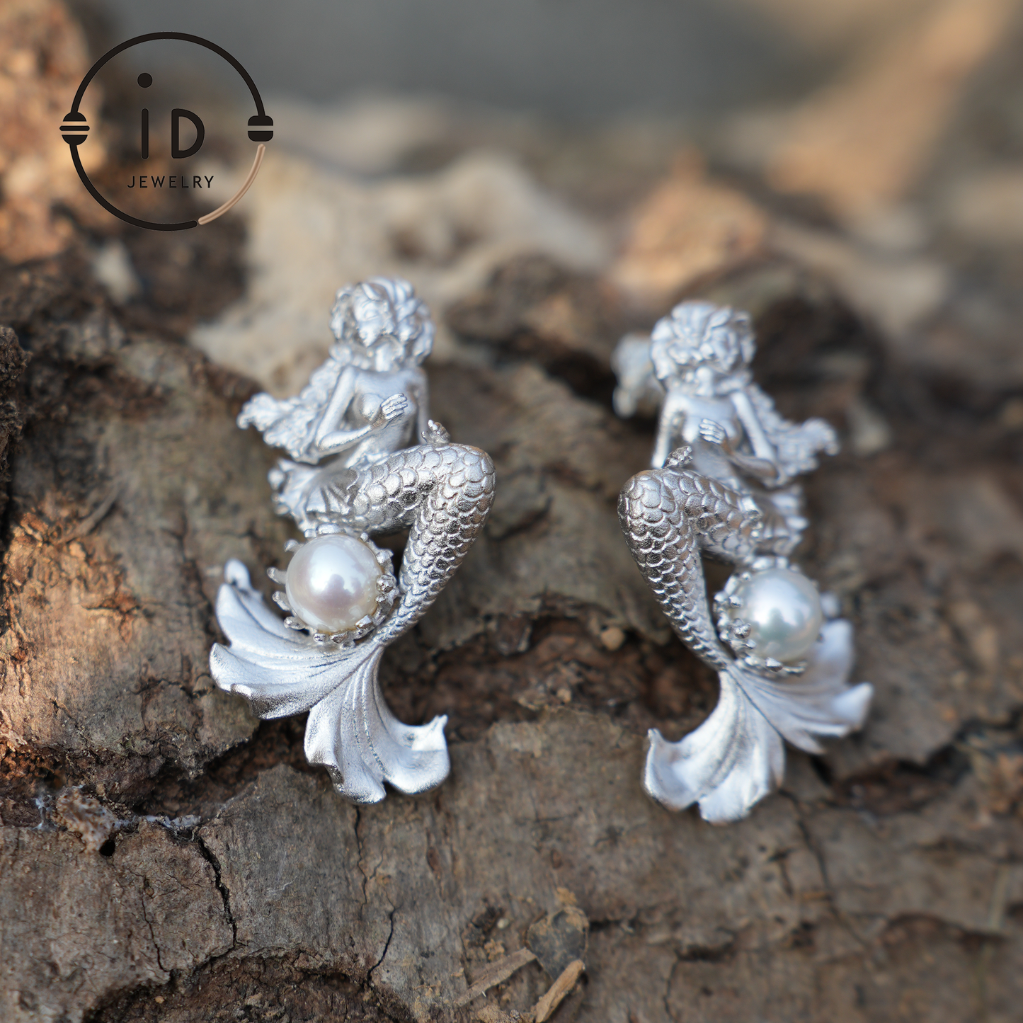 Mermaid Princess Earrings – Handmade 925 Silver Jewelry with Real Pearls, Ocean-inspired Gift