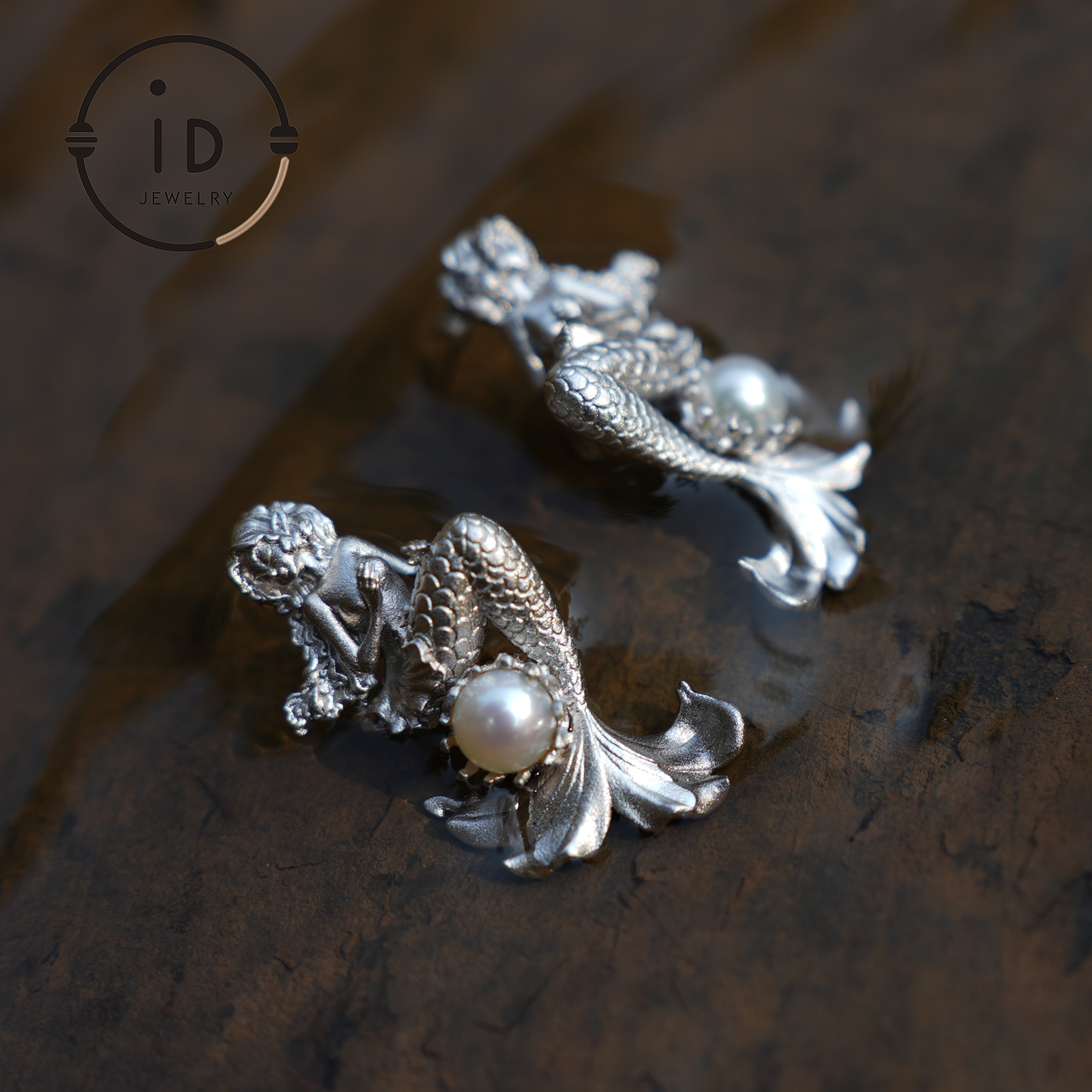 Mermaid Princess Earrings – Handmade 925 Silver Jewelry with Real Pearls, Ocean-inspired Gift