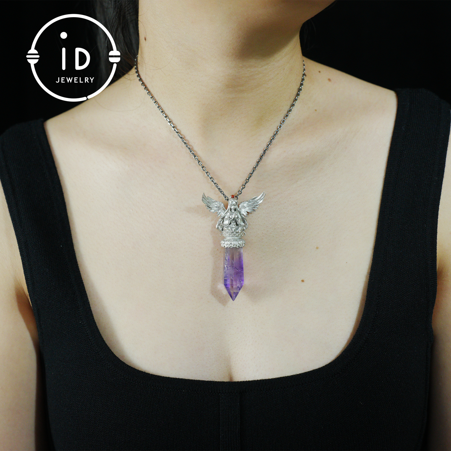 Oriental Spiritual Amethyst Pendant Necklace|Handmade 925 Silver Jewelry|Meditation Energy Amulet Gift for Soul Friends