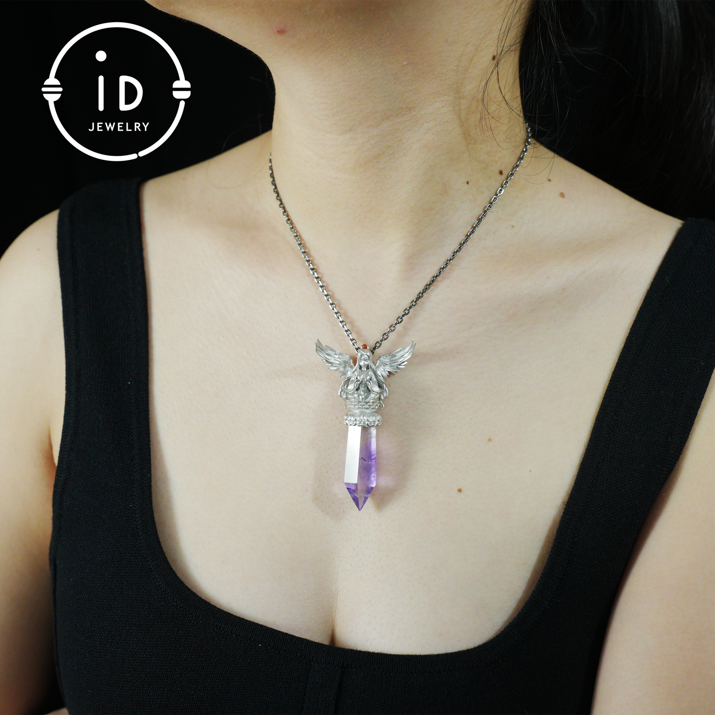 Oriental Spiritual Amethyst Pendant Necklace|Handmade 925 Silver Jewelry|Meditation Energy Amulet Gift for Soul Friends