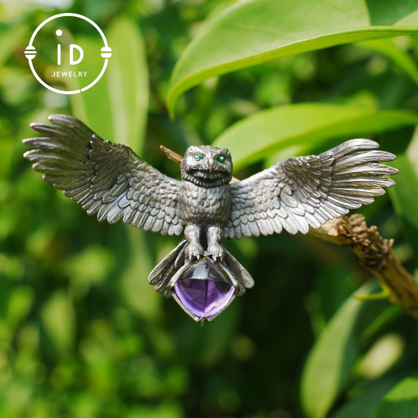 Halskette mit ausgebreiteten Flügeln für Eulen|Tiertotem-Amulett|925 Sterling Silber, handgeschnitzt|Geflügeltes Design|Halskette mit Naturmotiv