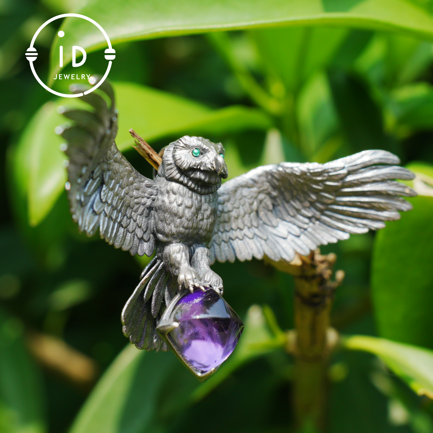 Halskette mit ausgebreiteten Flügeln für Eulen|Tiertotem-Amulett|925 Sterling Silber, handgeschnitzt|Geflügeltes Design|Halskette mit Naturmotiv