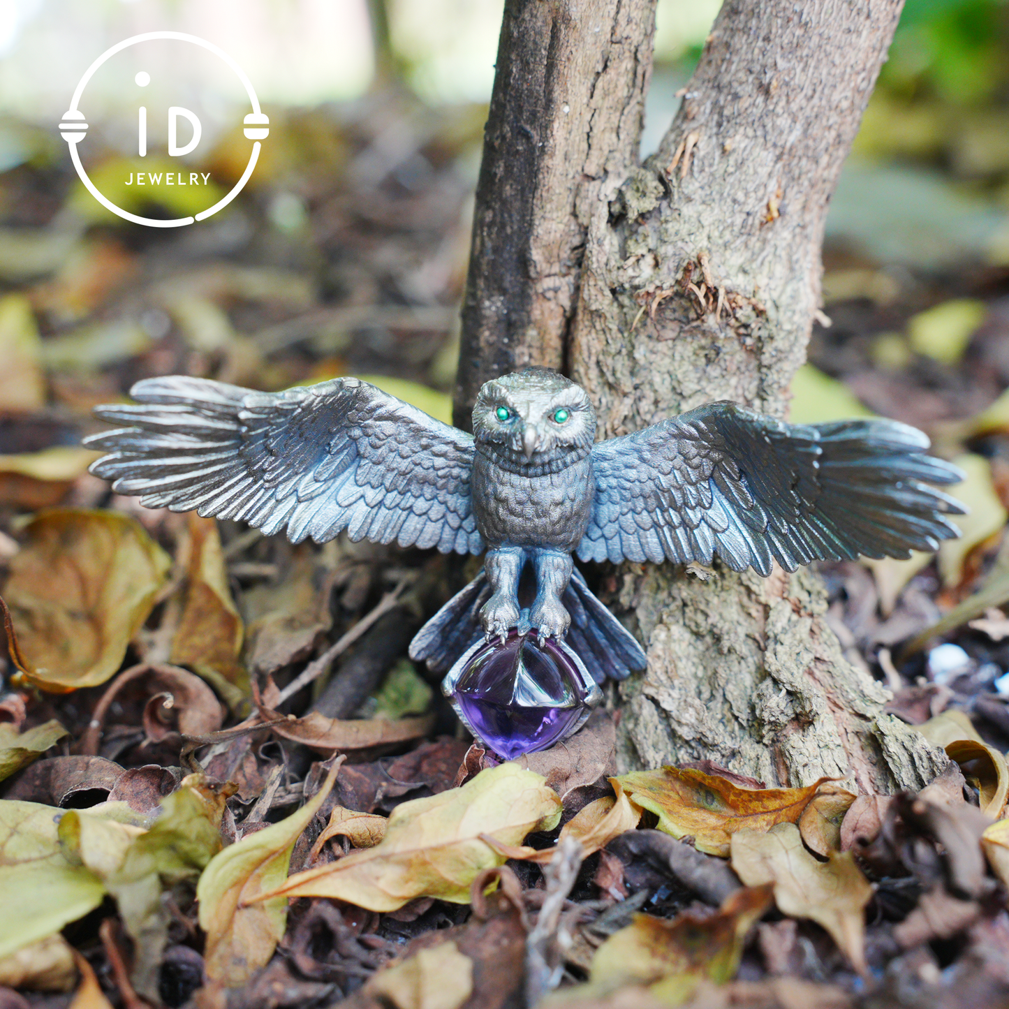 Halskette mit ausgebreiteten Flügeln für Eulen|Tiertotem-Amulett|925 Sterling Silber, handgeschnitzt|Geflügeltes Design|Halskette mit Naturmotiv