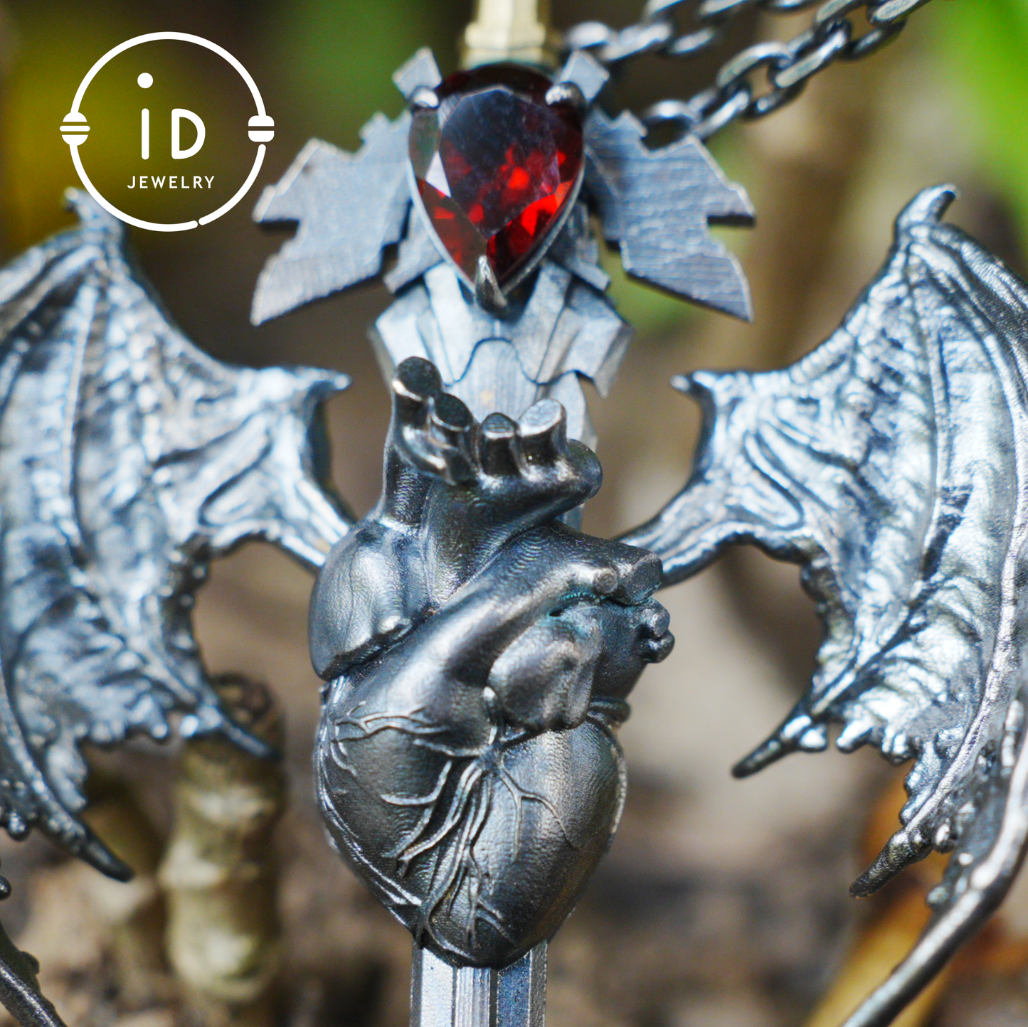 925 Silber Guardian Heartblade Halskette · Handgefertigte 925 Silber Halskette · Granat symbolisiert Vitalität · Silberschmuck Geschenk