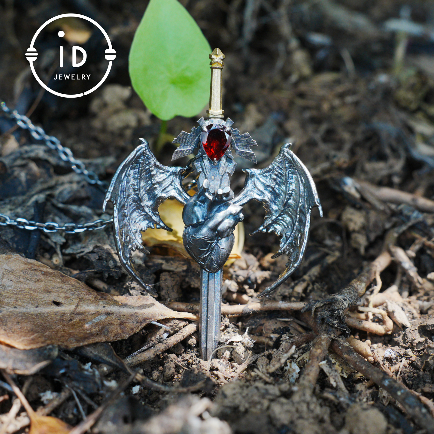 925 Silber Guardian Heartblade Halskette · Handgefertigte 925 Silber Halskette · Granat symbolisiert Vitalität · Silberschmuck Geschenk