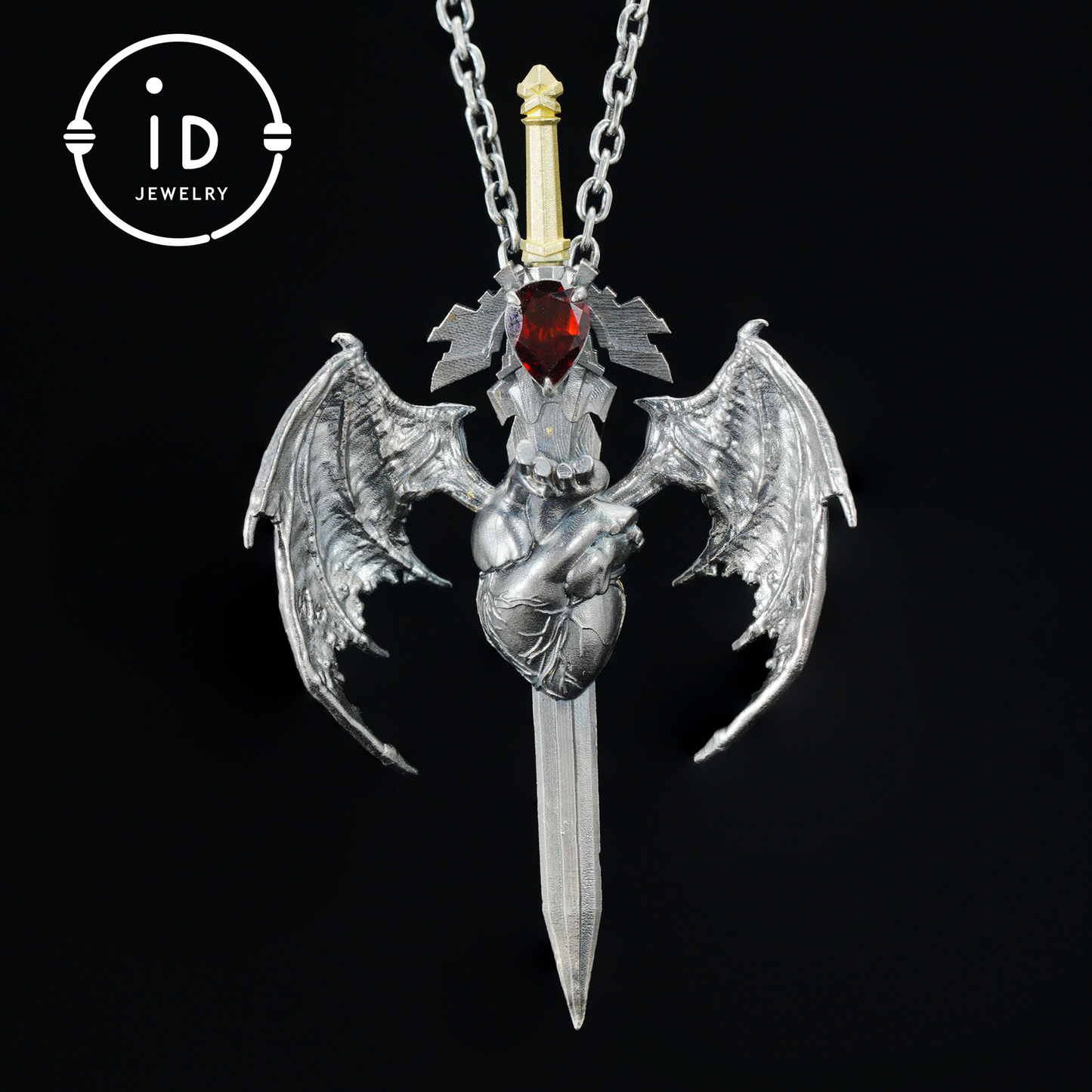 925 Silber Guardian Heartblade Halskette · Handgefertigte 925 Silber Halskette · Granat symbolisiert Vitalität · Silberschmuck Geschenk